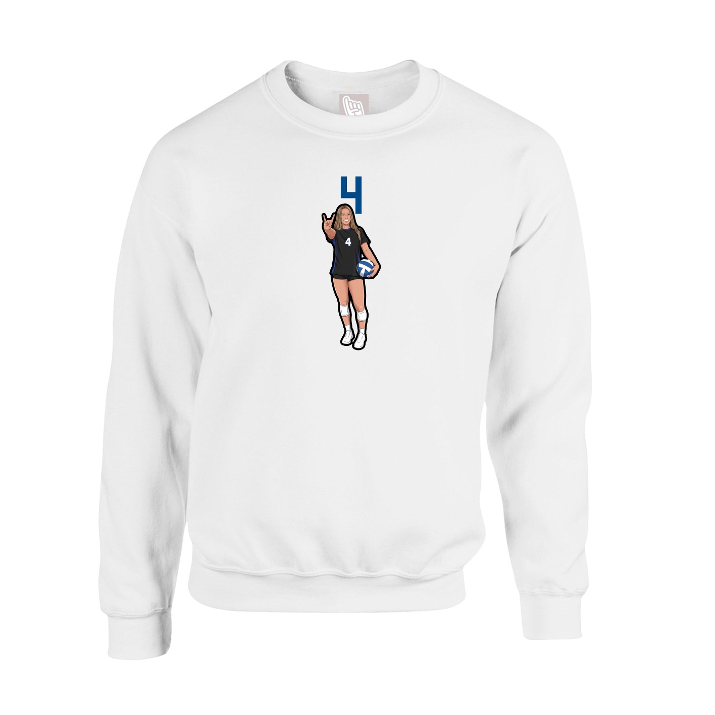 Fleece Crew — Number Top in White