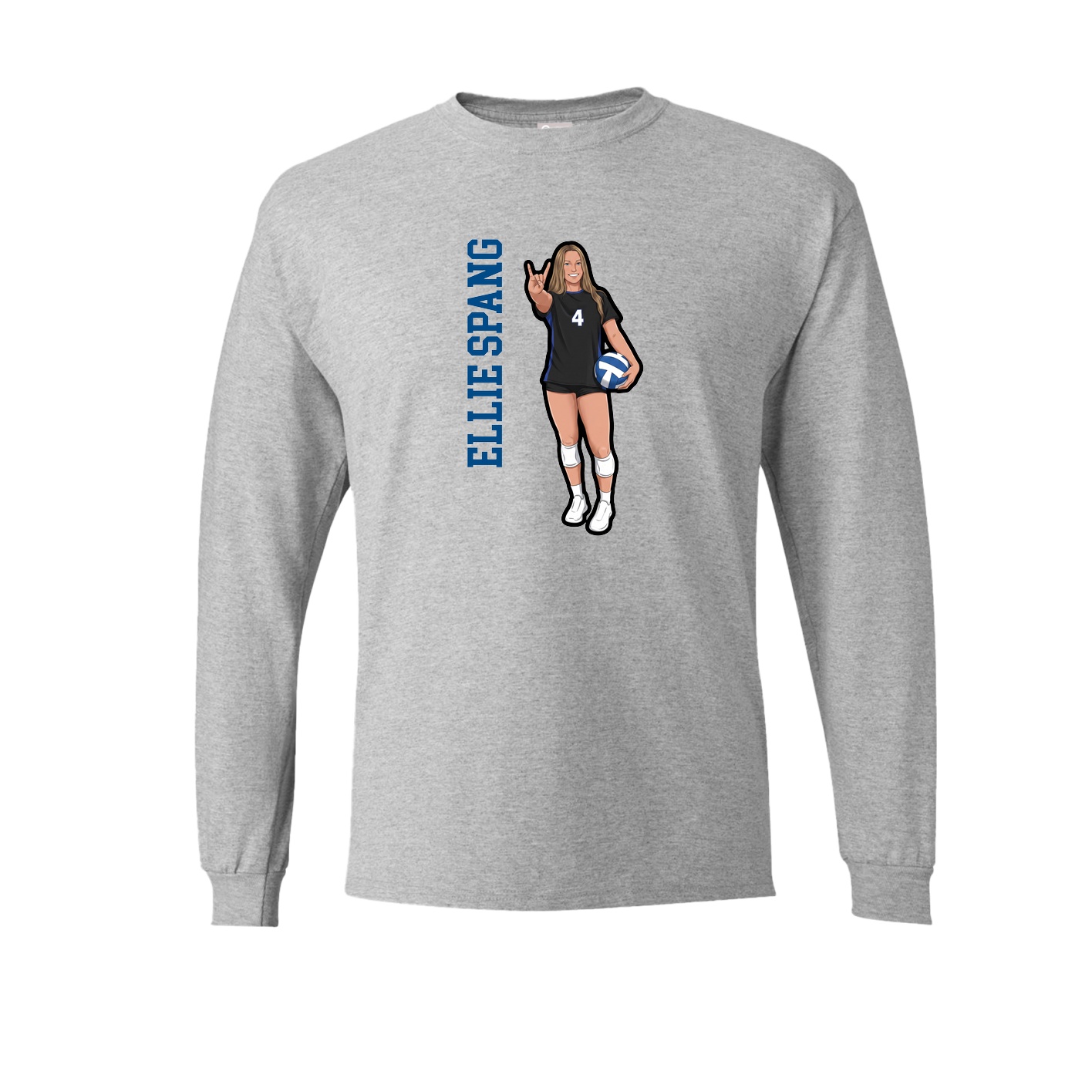 Long Sleeve Tee — Name Vertical in Grey