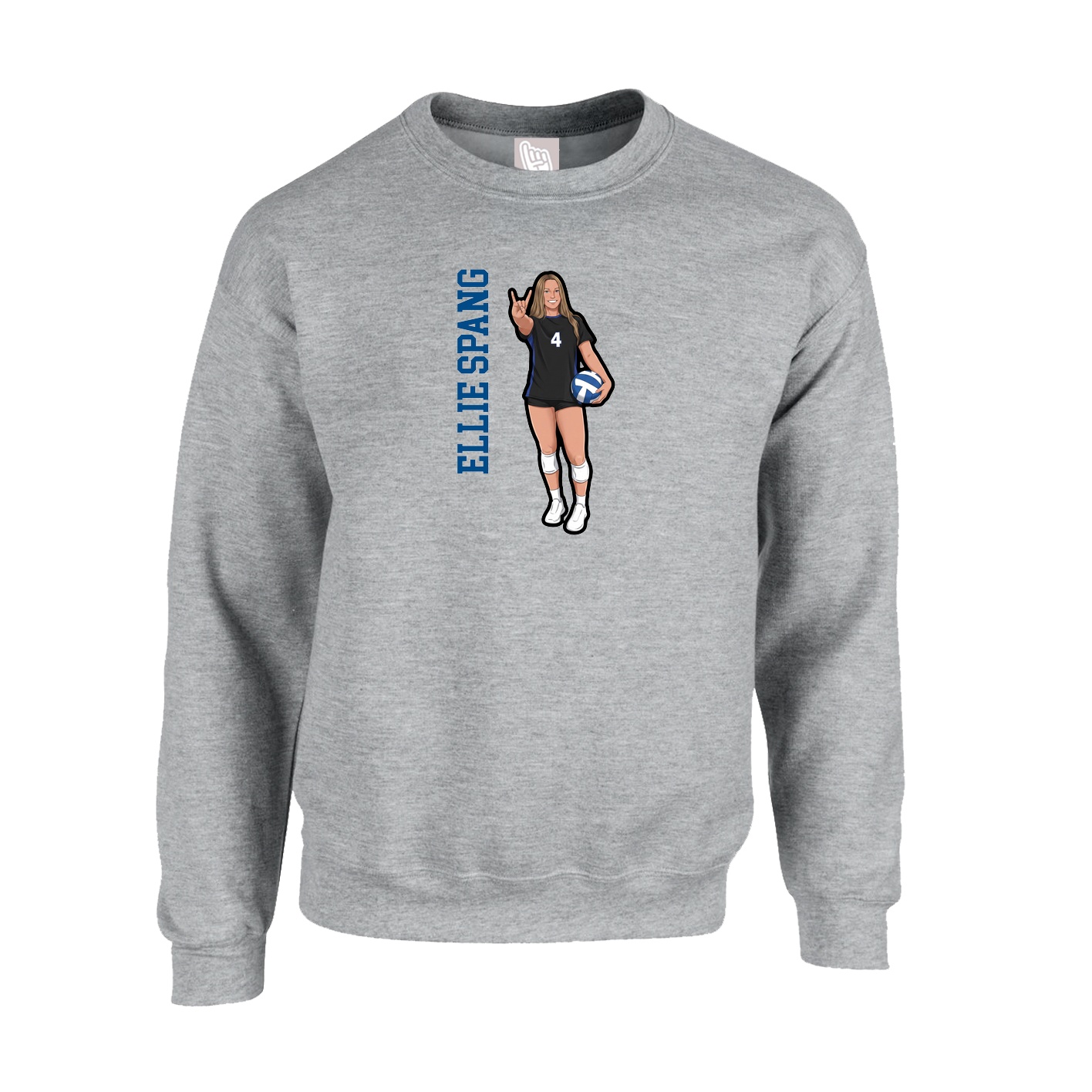 Fleece Crew — Name Vertical in Grey