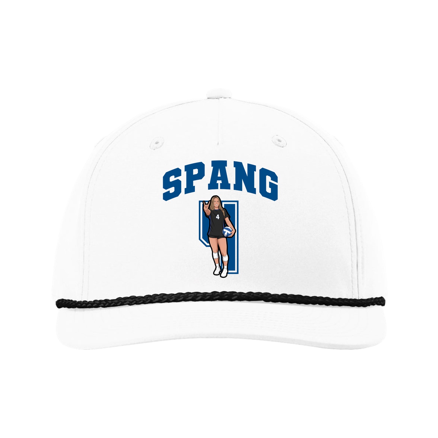Five-Panel Classic Rope Cap — Number in White