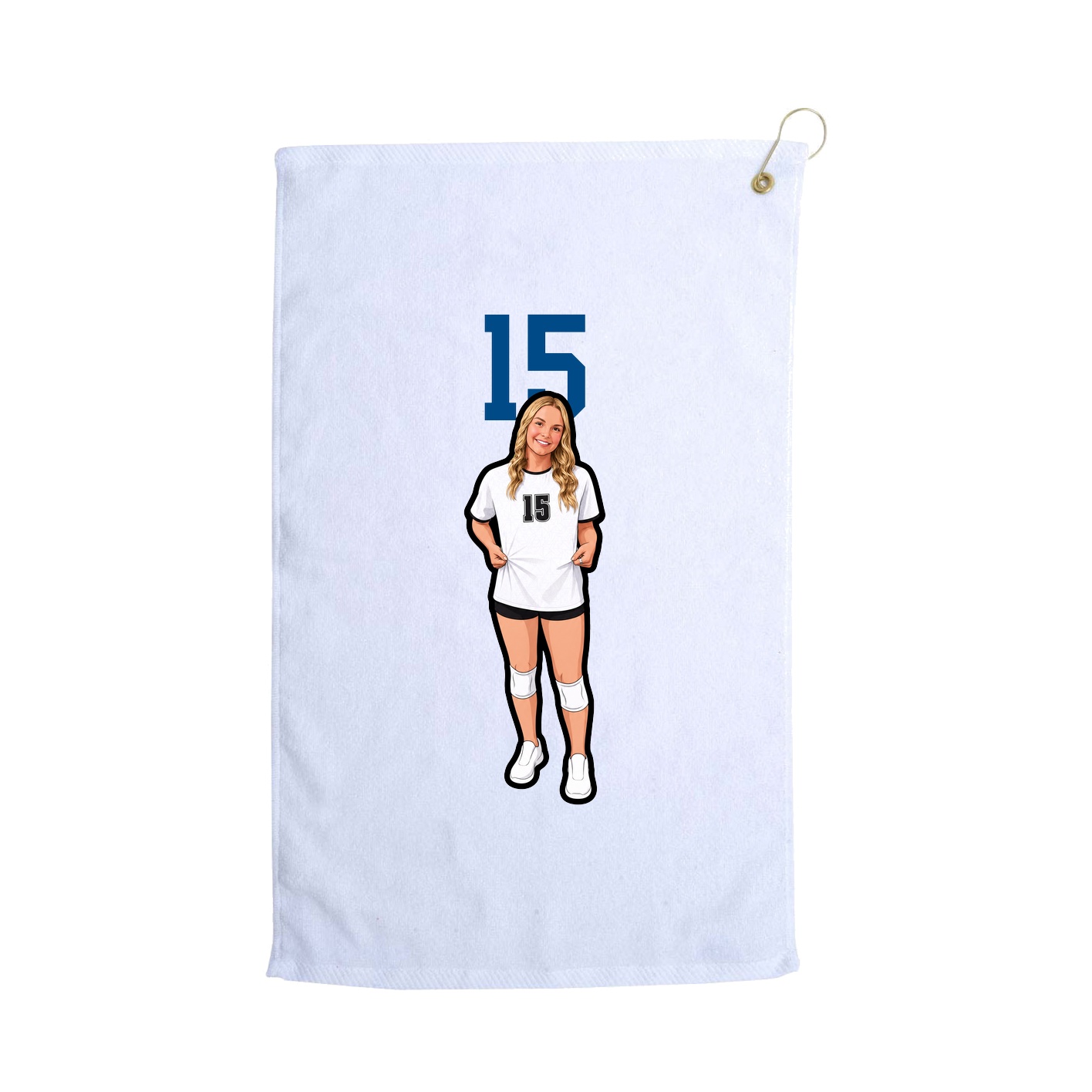 Golf Towel — Number Top in White