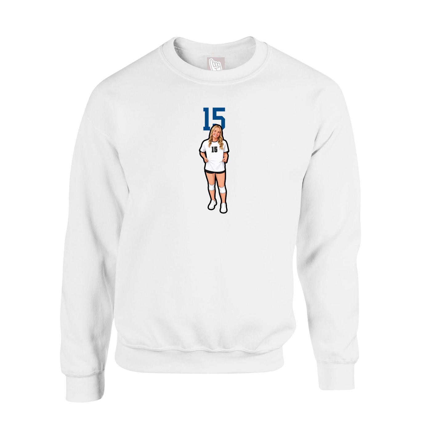 Fleece Crew — Number Top in White