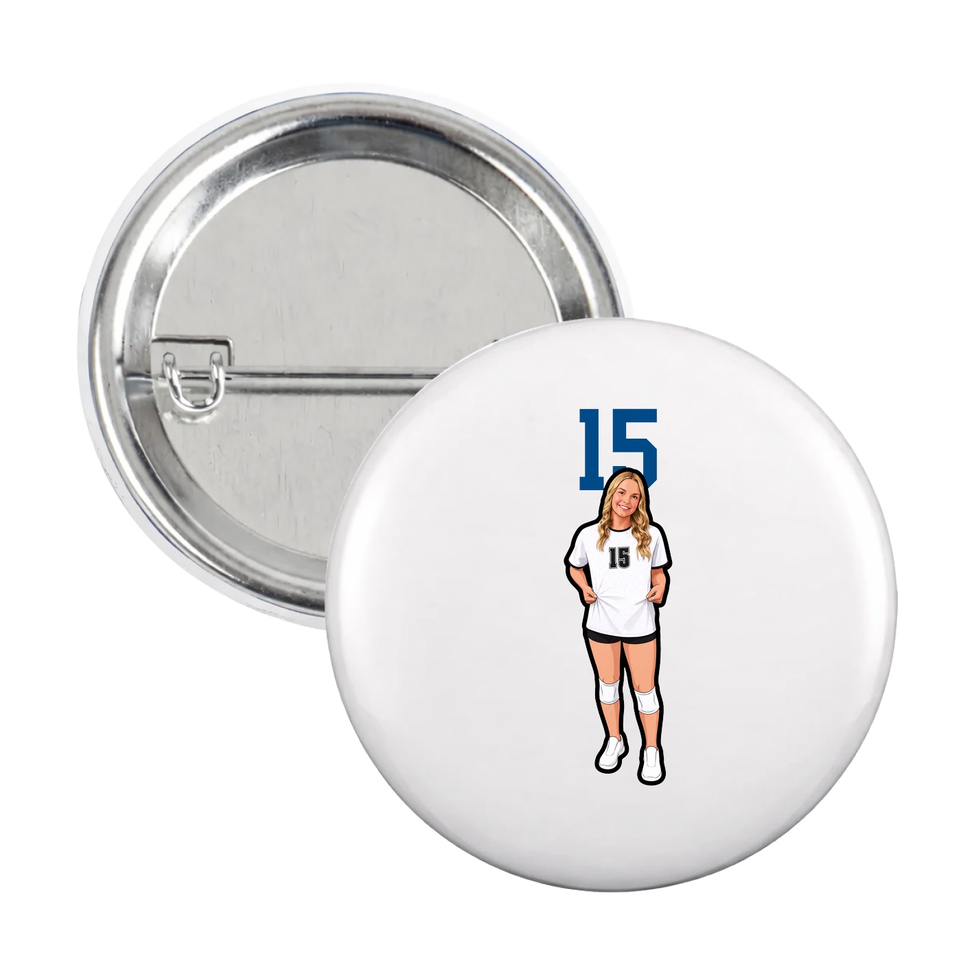 Game Day Button — Number Top in White