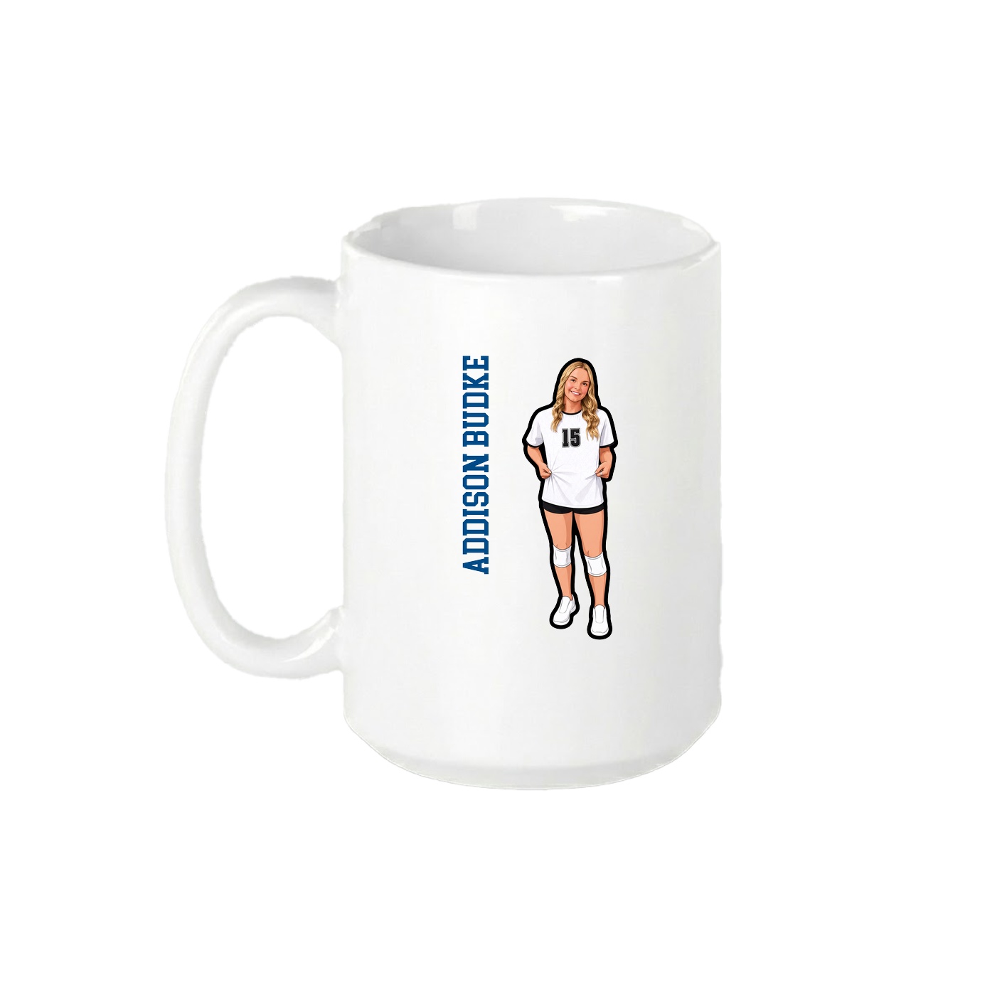 15oz Coffee Mug — Name Vertical in White