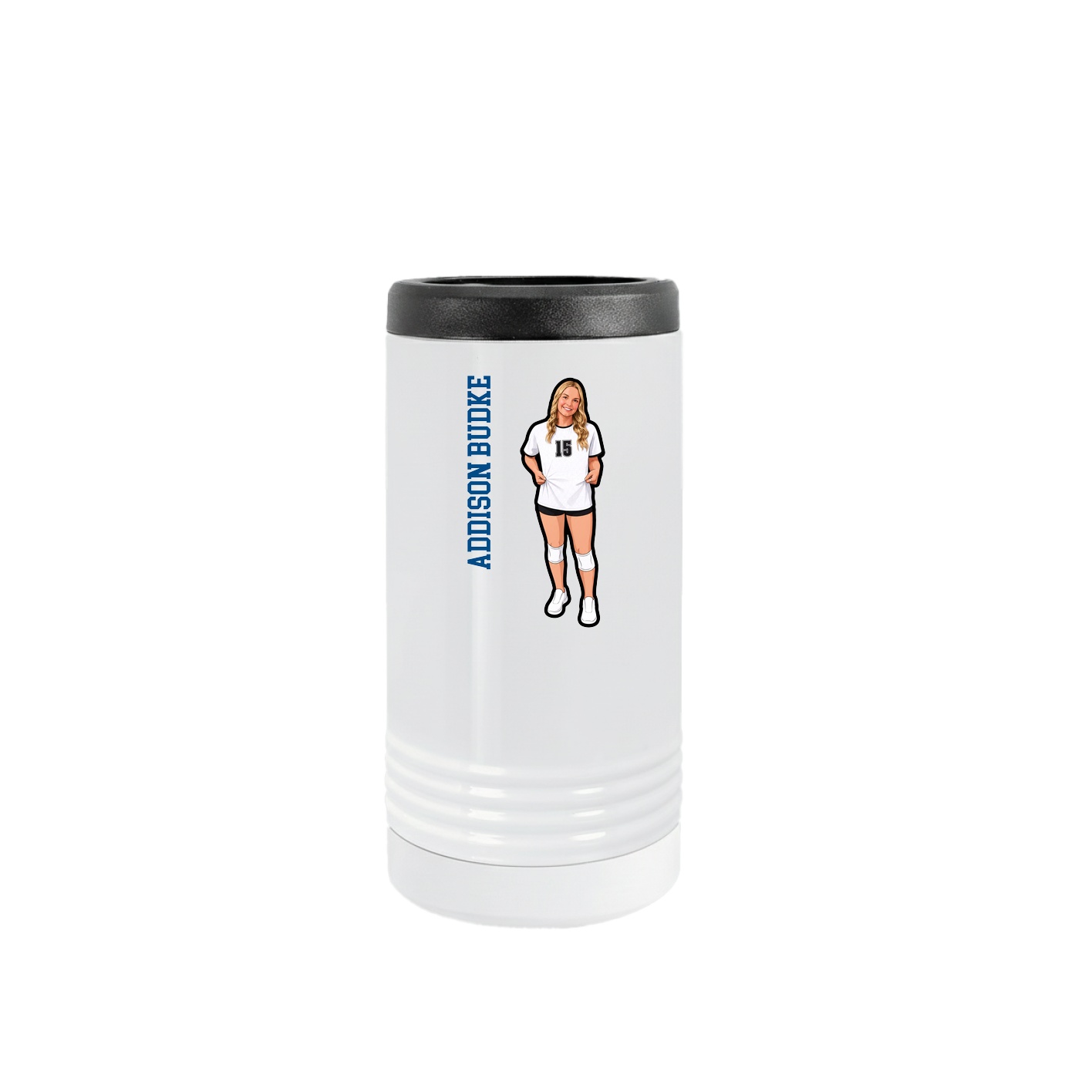 Slim Beverage Holder — Name Vertical in White