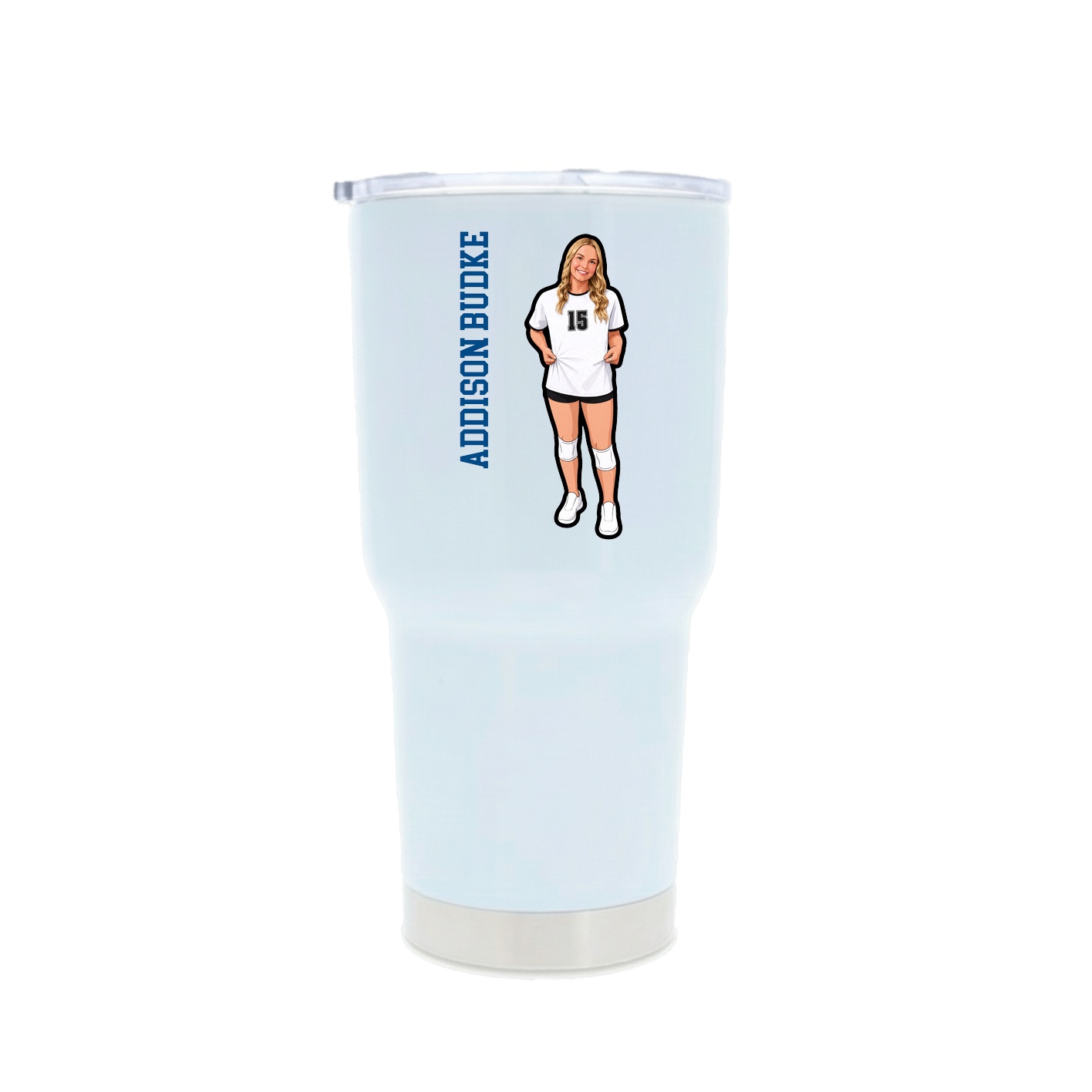 30oz Stainless Steel Tumbler — Name Vertical in White