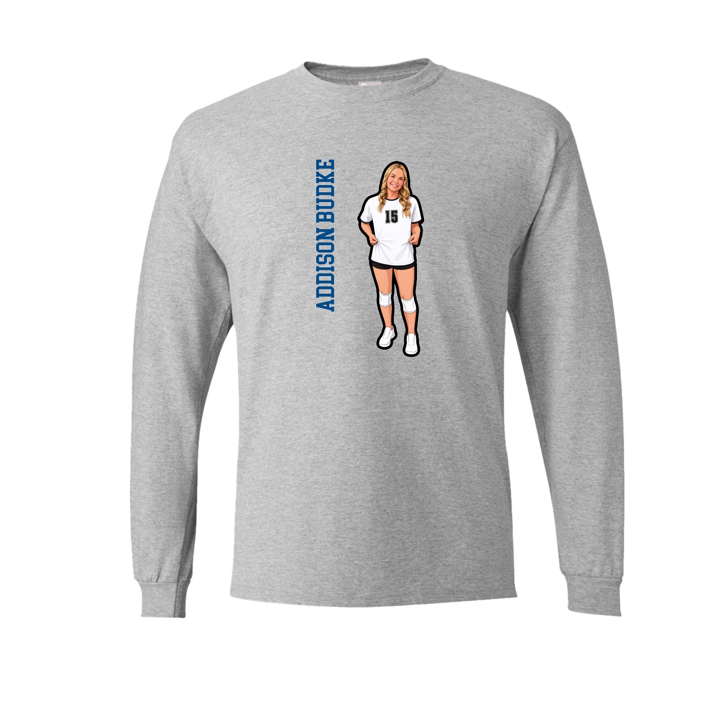 Long Sleeve Tee — Name Vertical in Grey