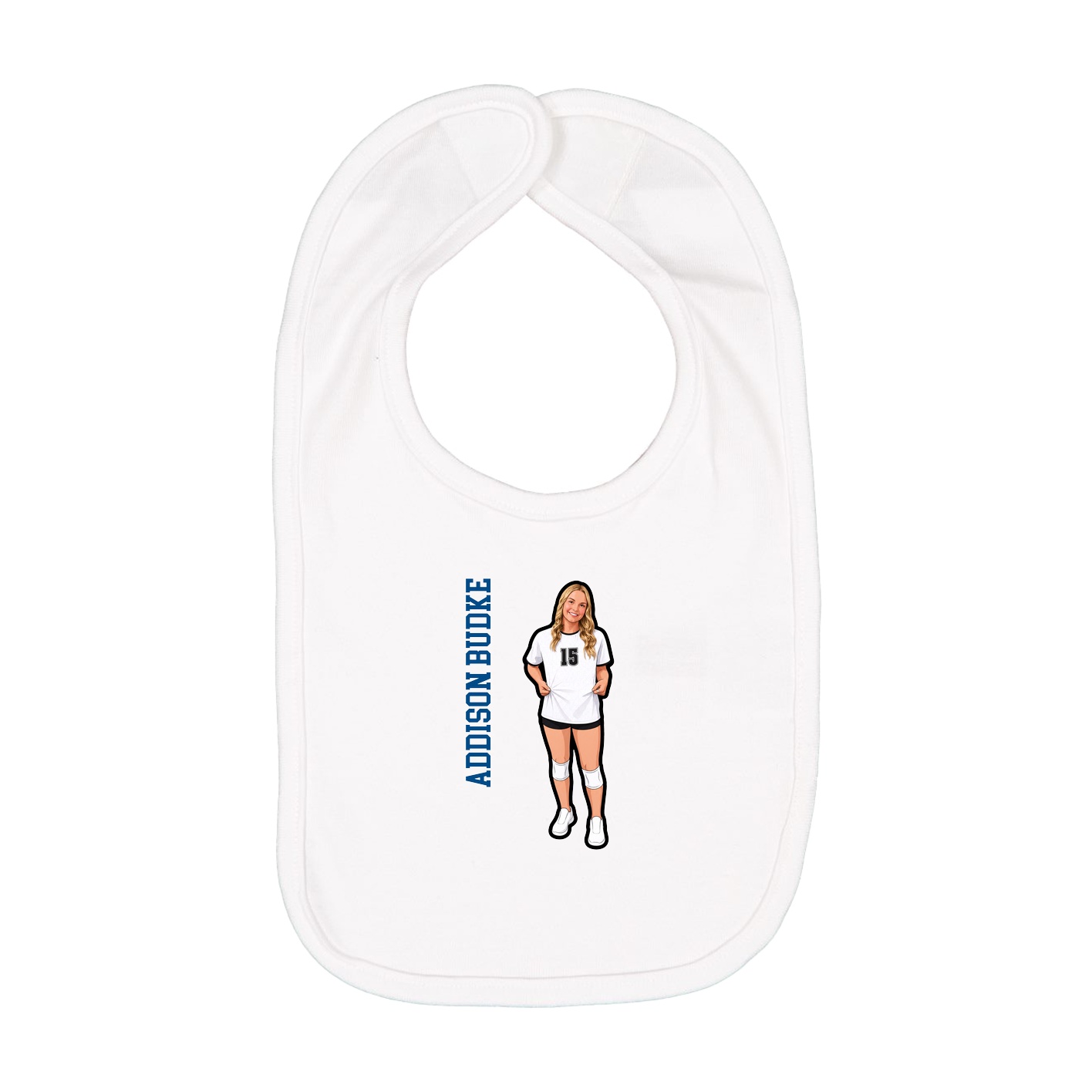 Infant Bib — Name Vertical in White