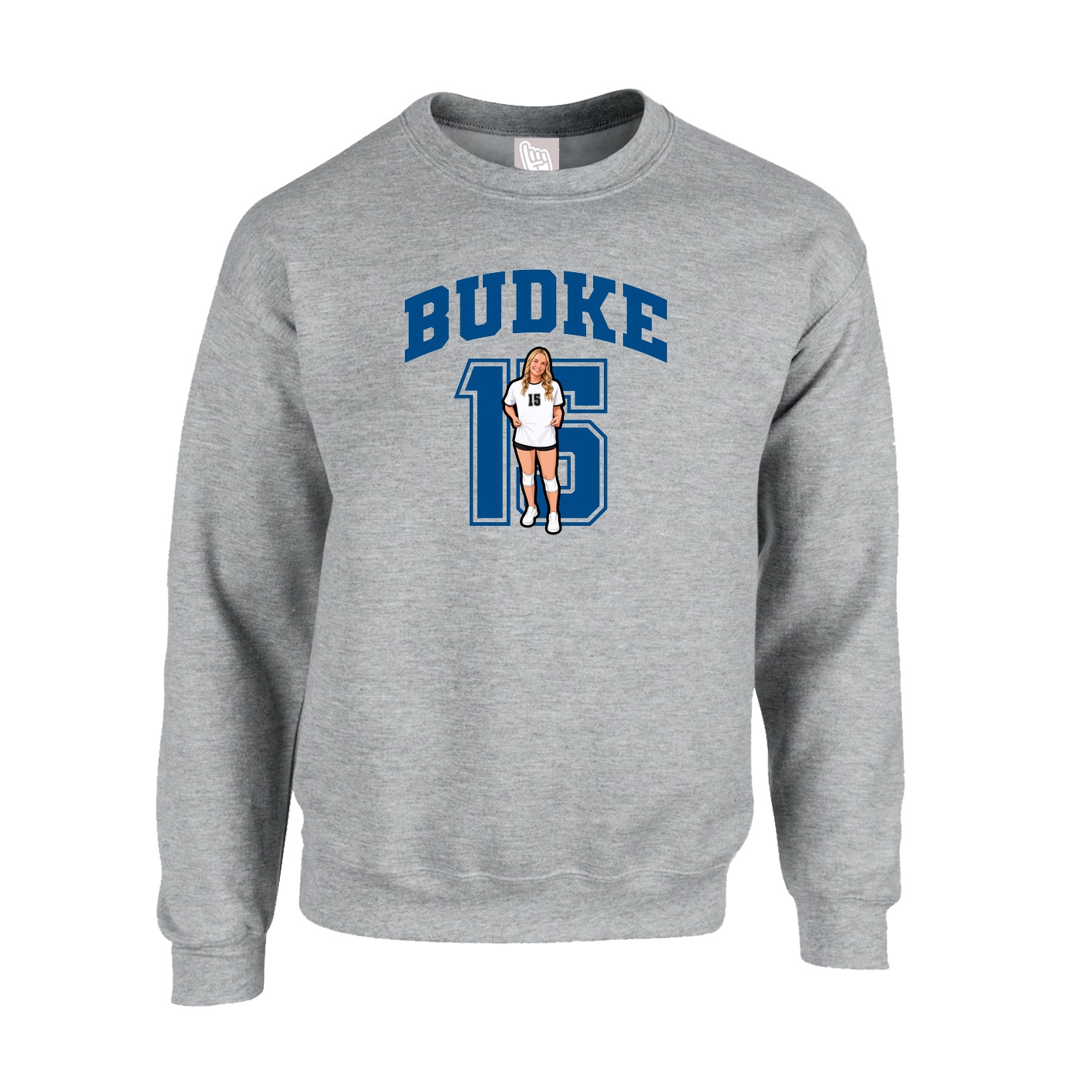 Fleece Crew — Number in Grey