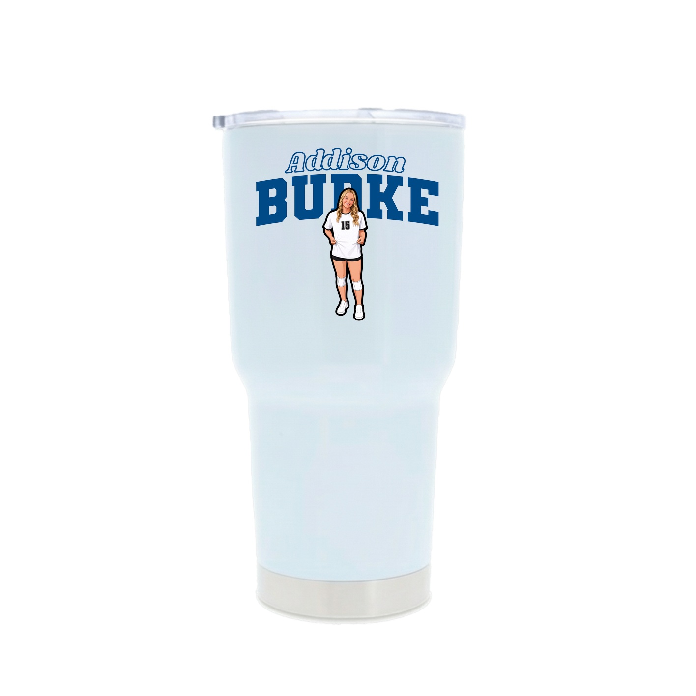 30oz Stainless Steel Tumbler — Name Arch in White