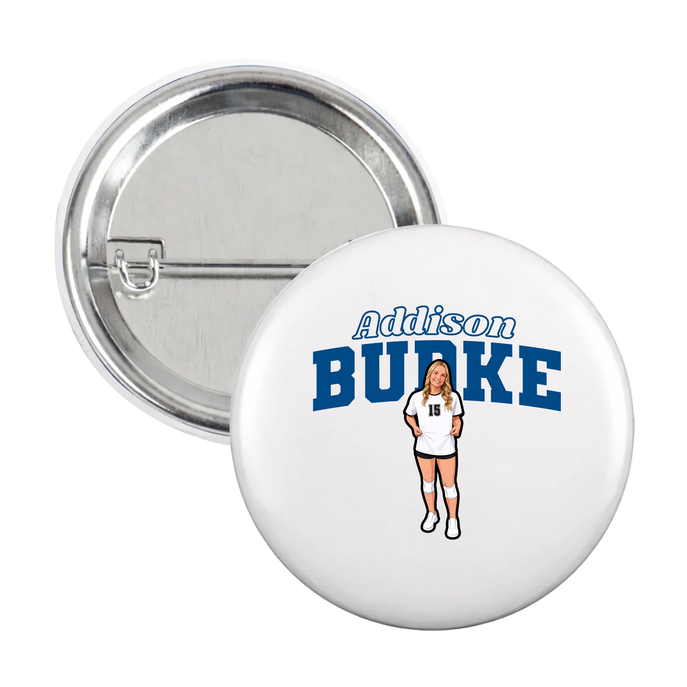 Game Day Button — Name Arch in White