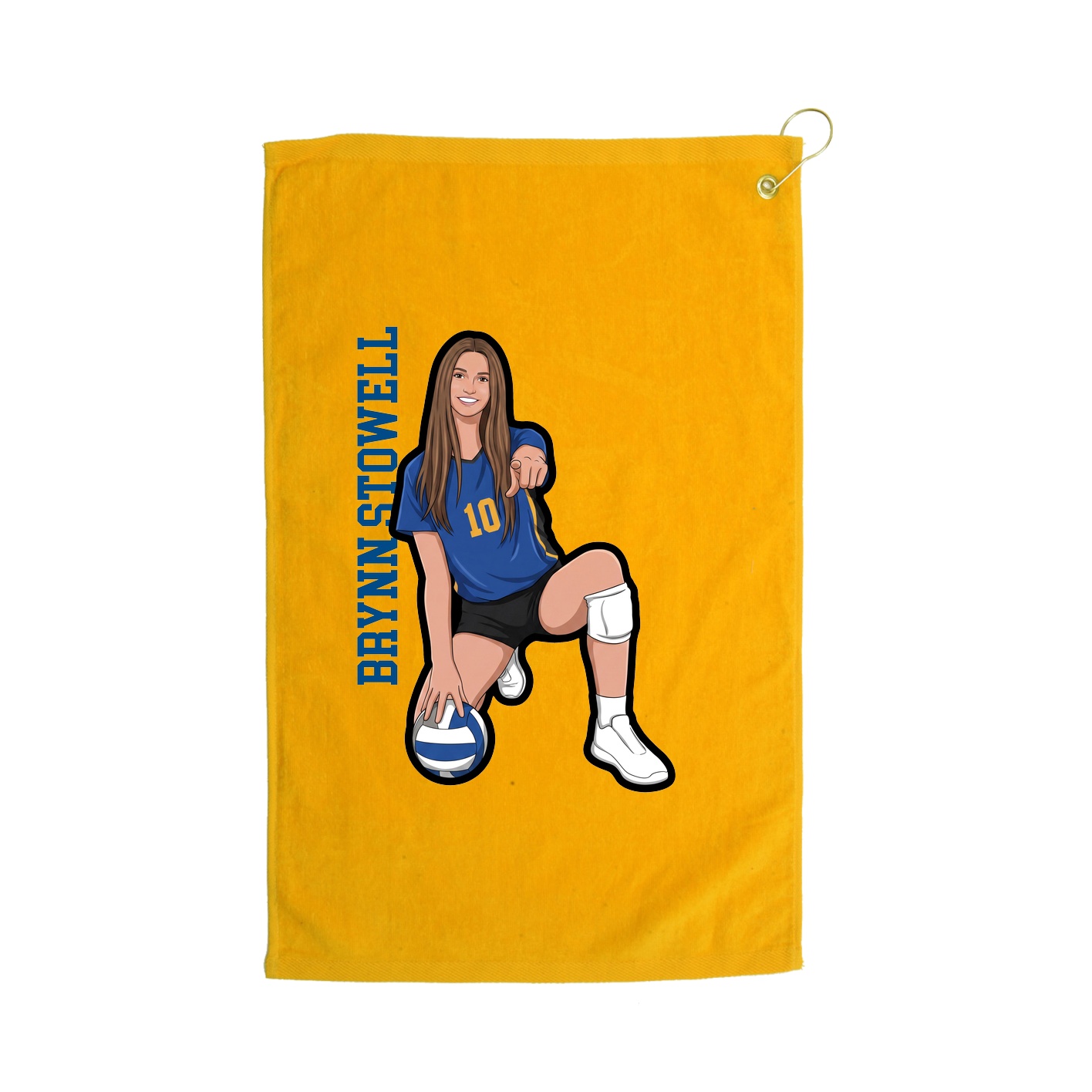 Golf Towel — Name Vertical in Gold