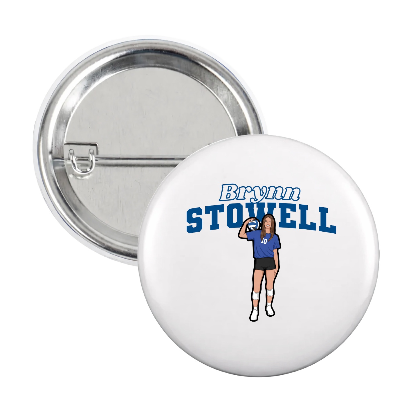 Game Day Button — Name Arch in White