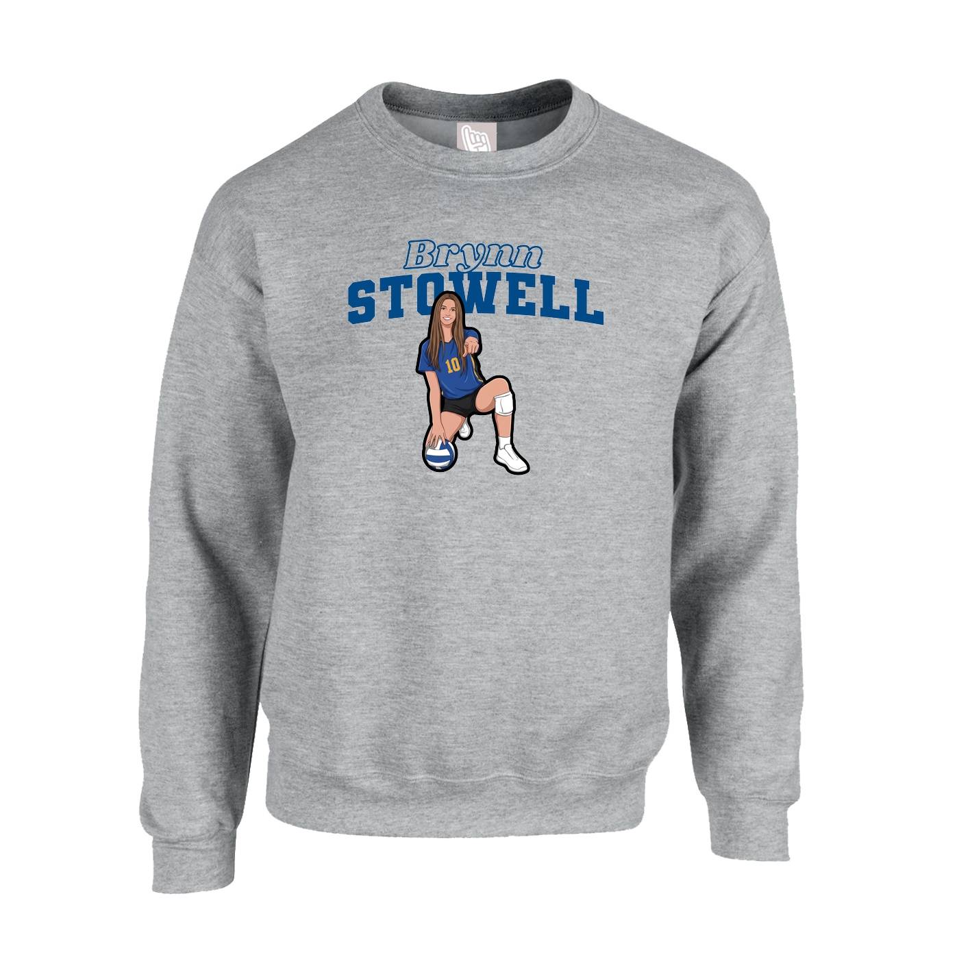 Fleece Crew — Name Arch in Grey