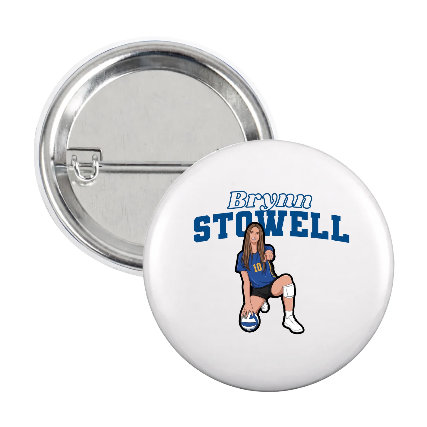 Game Day Button — Name Arch in White