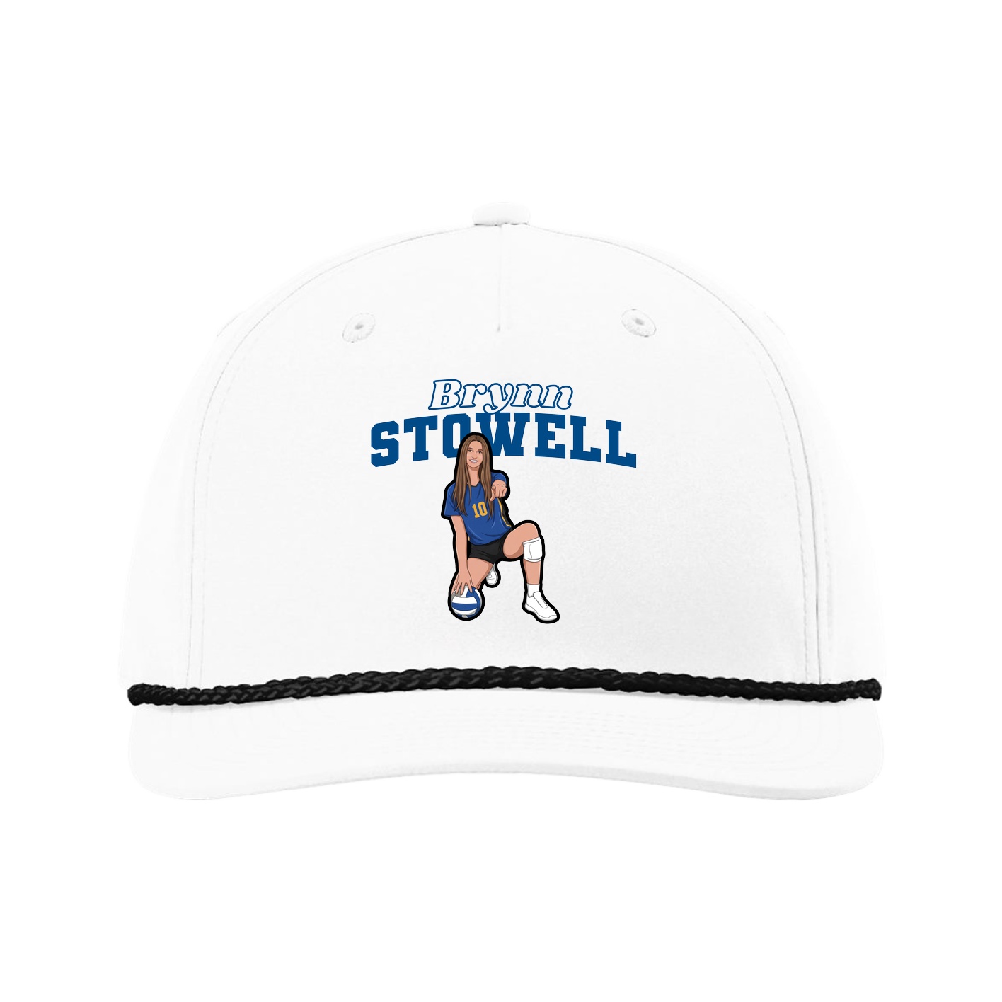 Five-Panel Classic Rope Cap — Name Arch in White