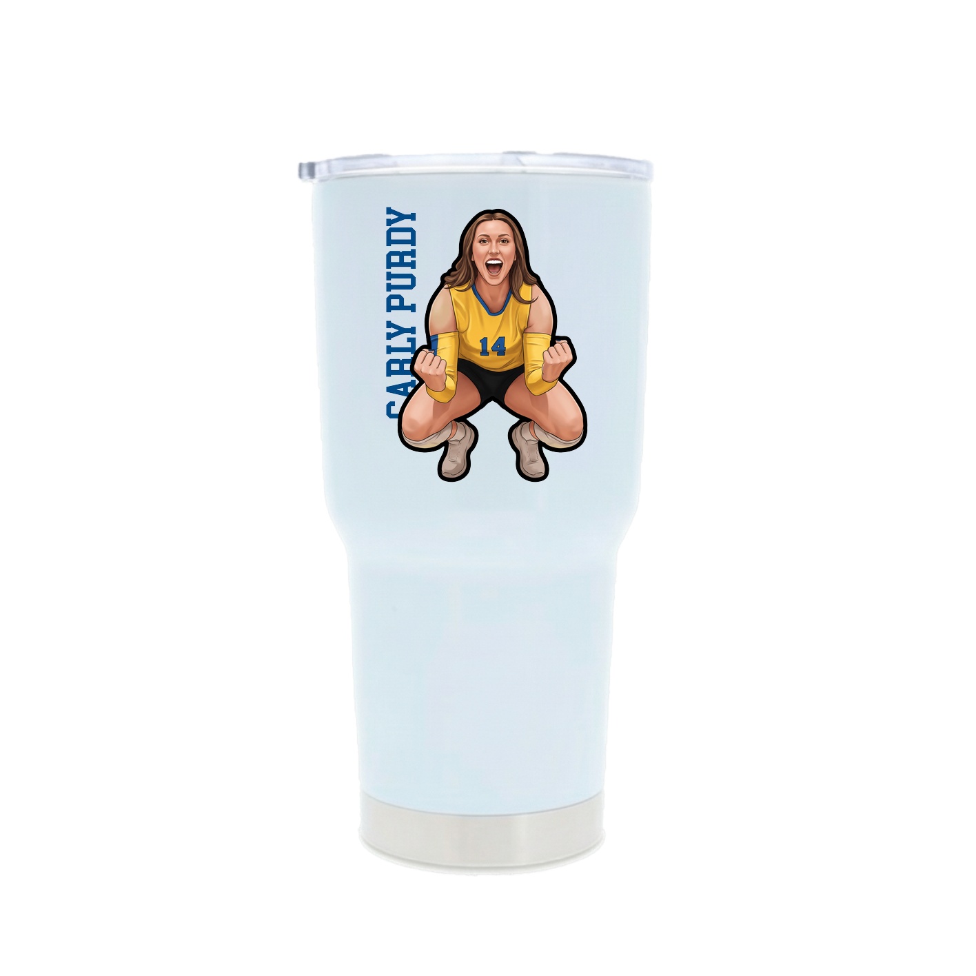 30oz Stainless Steel Tumbler — Name Vertical in White