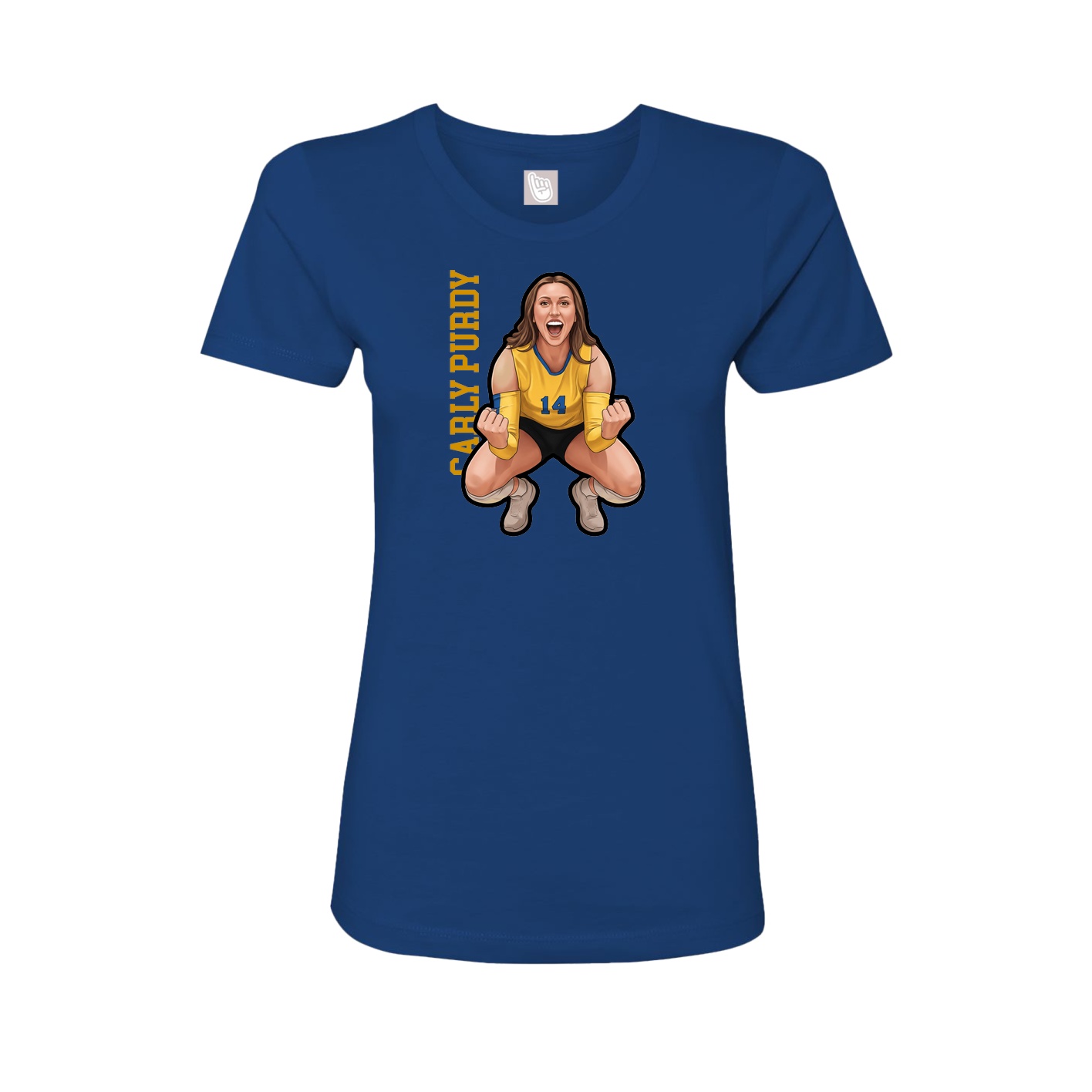 Fitted Women's Tee — Name Vertical in Royal