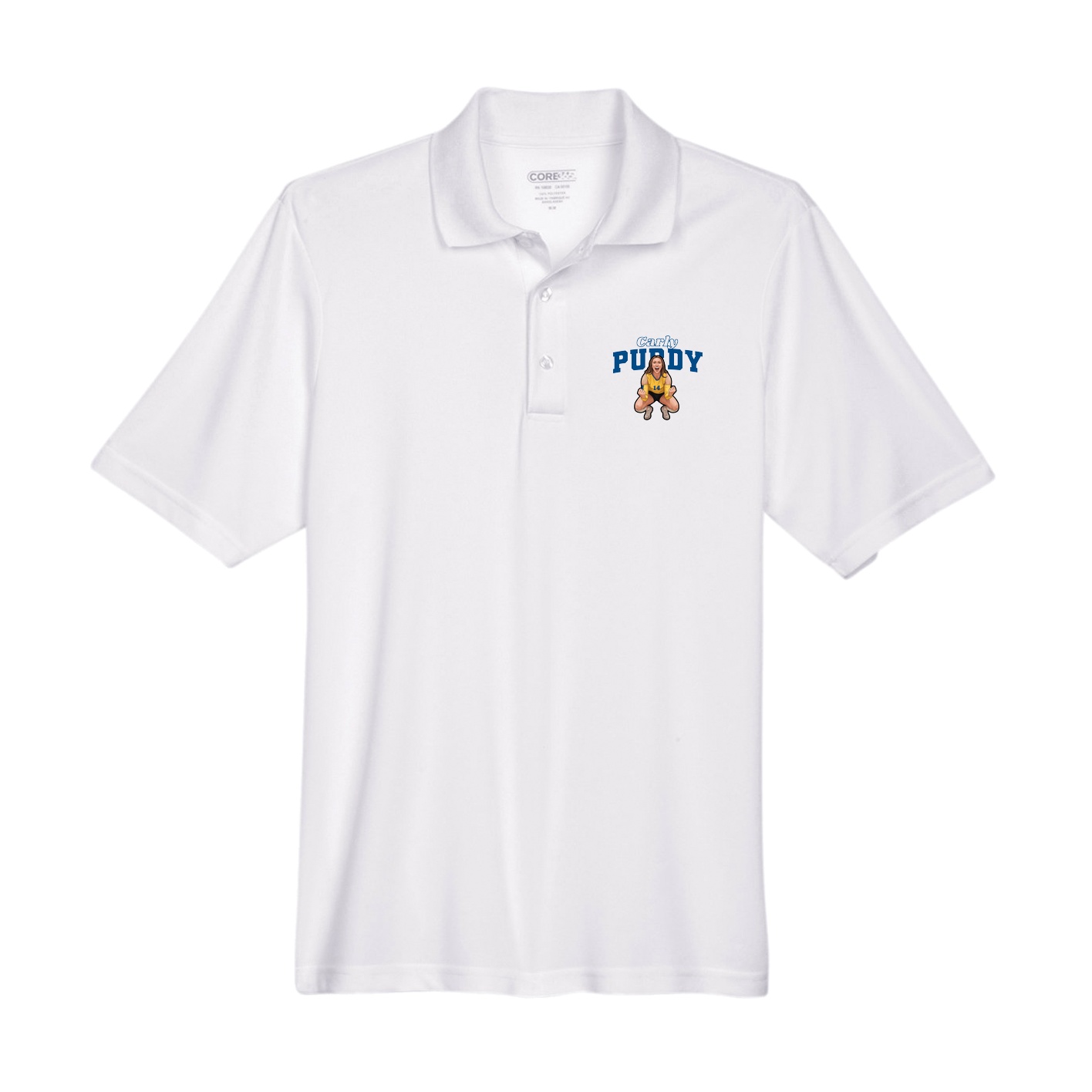Performance Polo — Name Arch in White