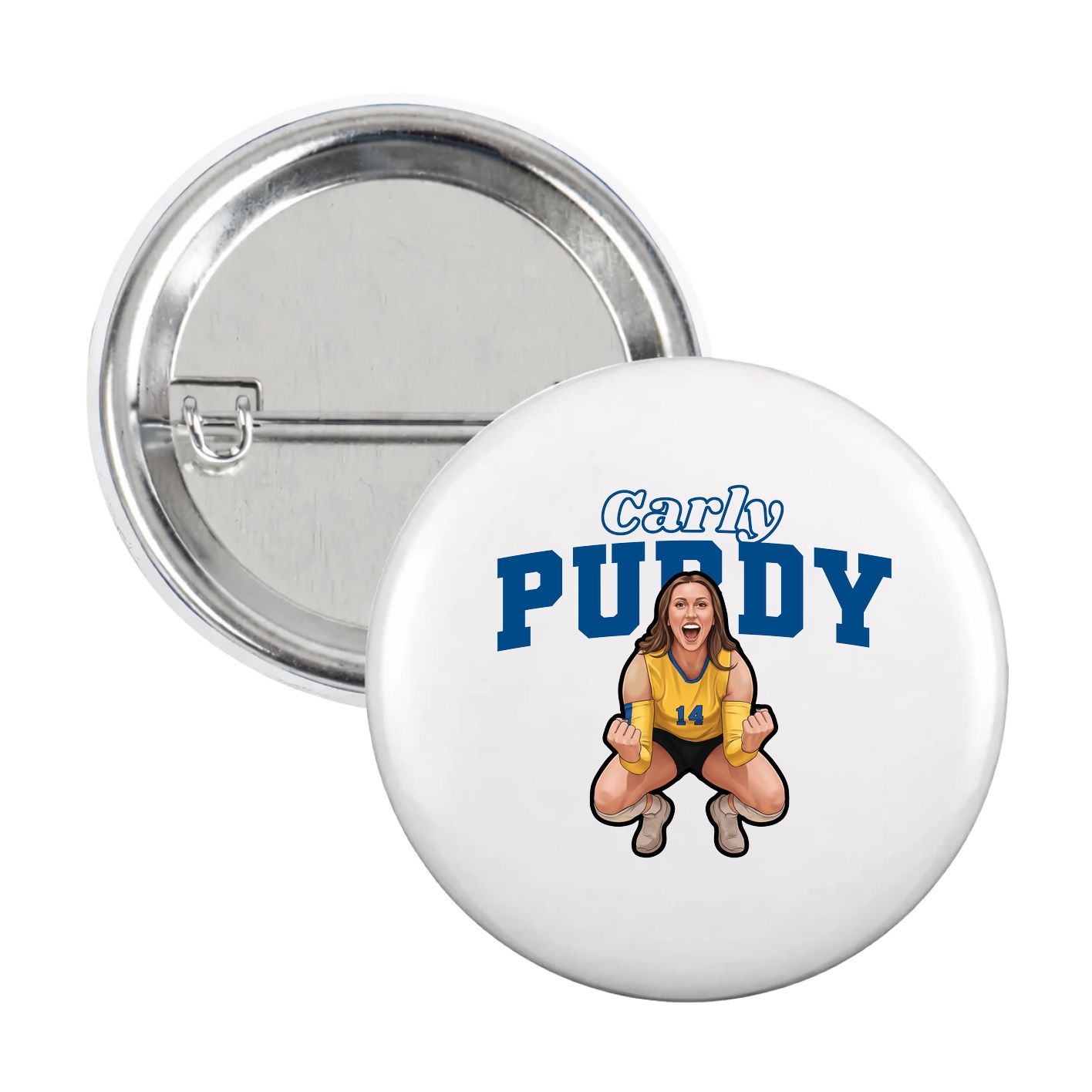 Game Day Button — Name Arch in White