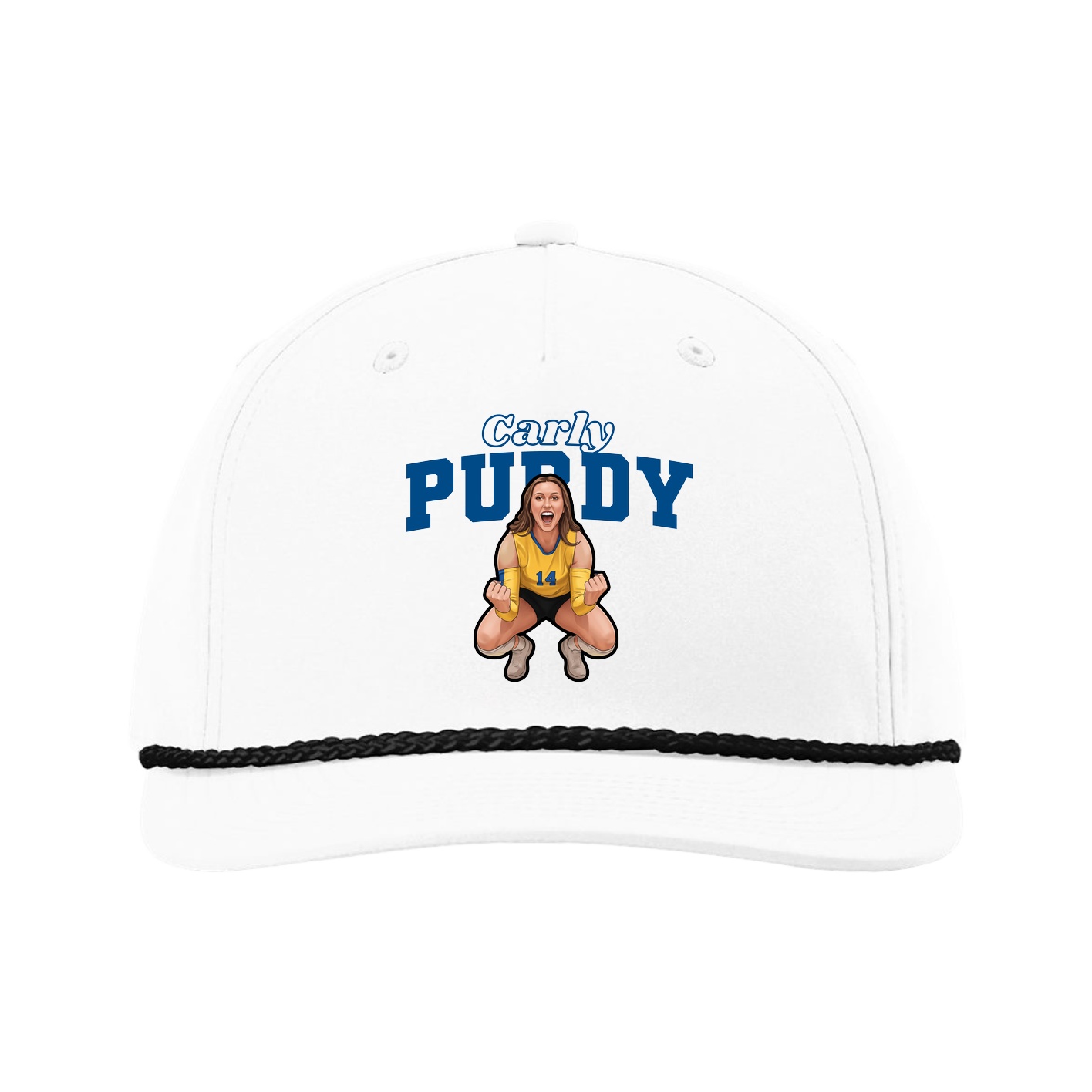 Five-Panel Classic Rope Cap — Name Arch in White