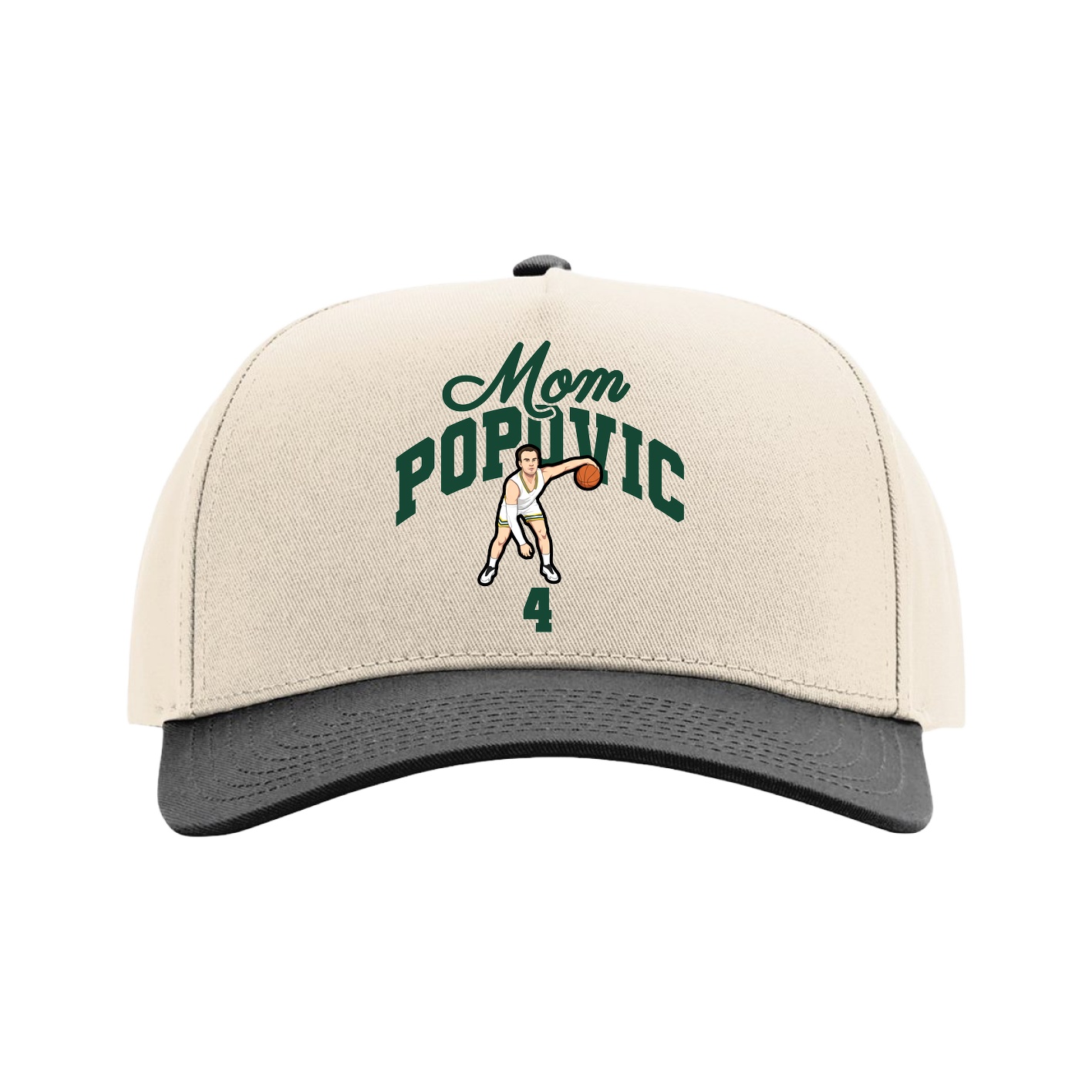 Full Fabric Five-Panel Champ Cap — Mothers Day Arch in Cream/Black