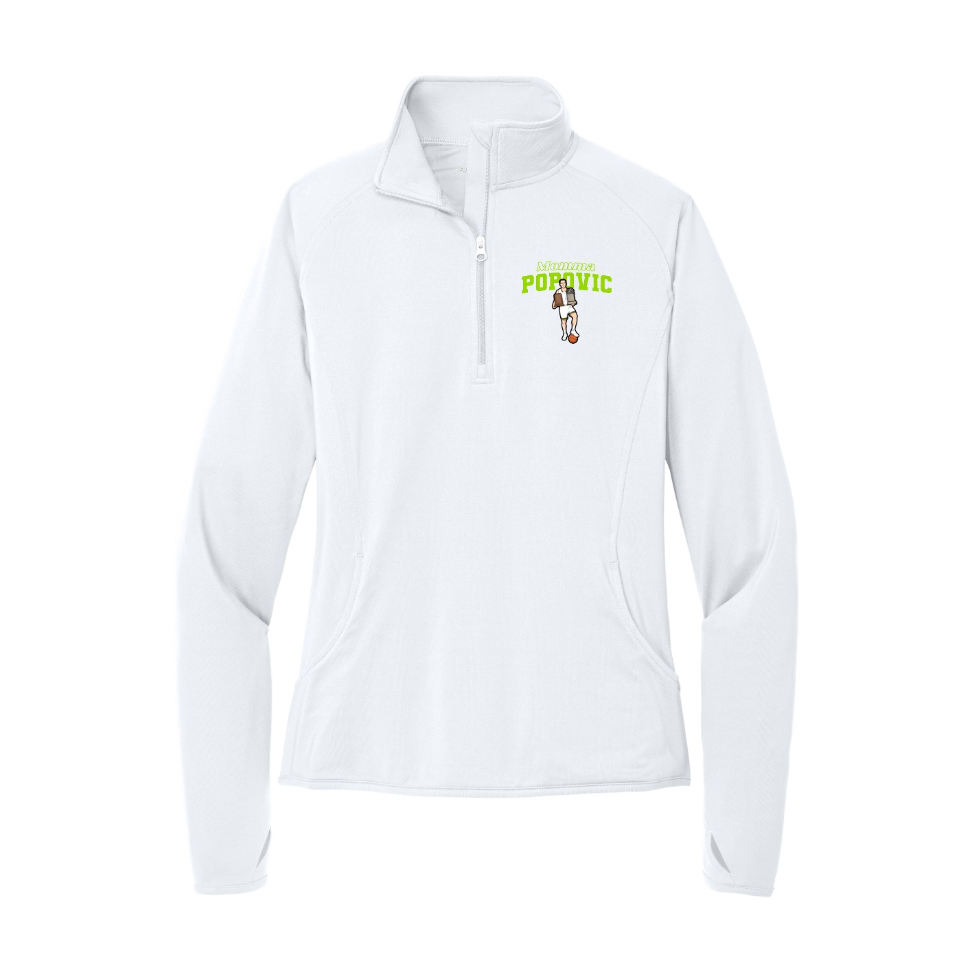 Women's Q-Zip Pullover — Mothers Day Block in White