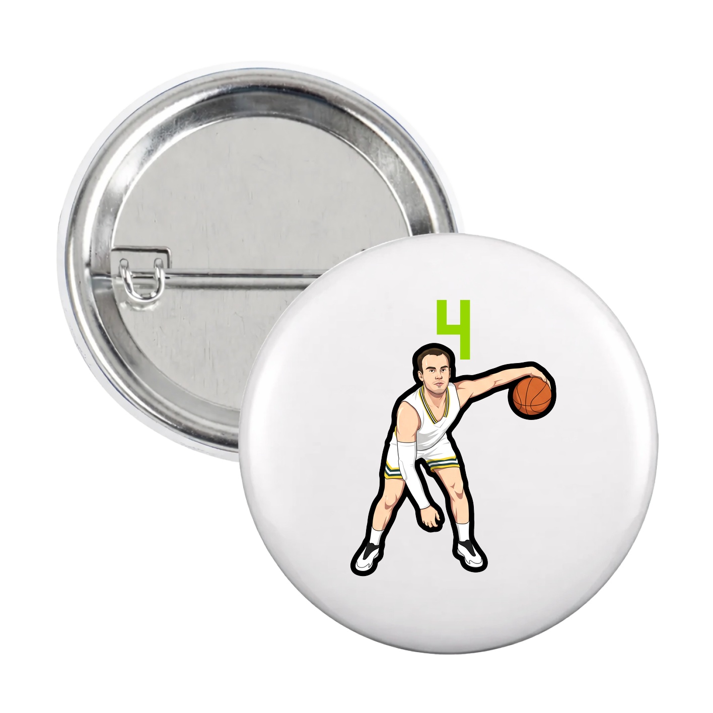 Game Day Button — Number Top in White