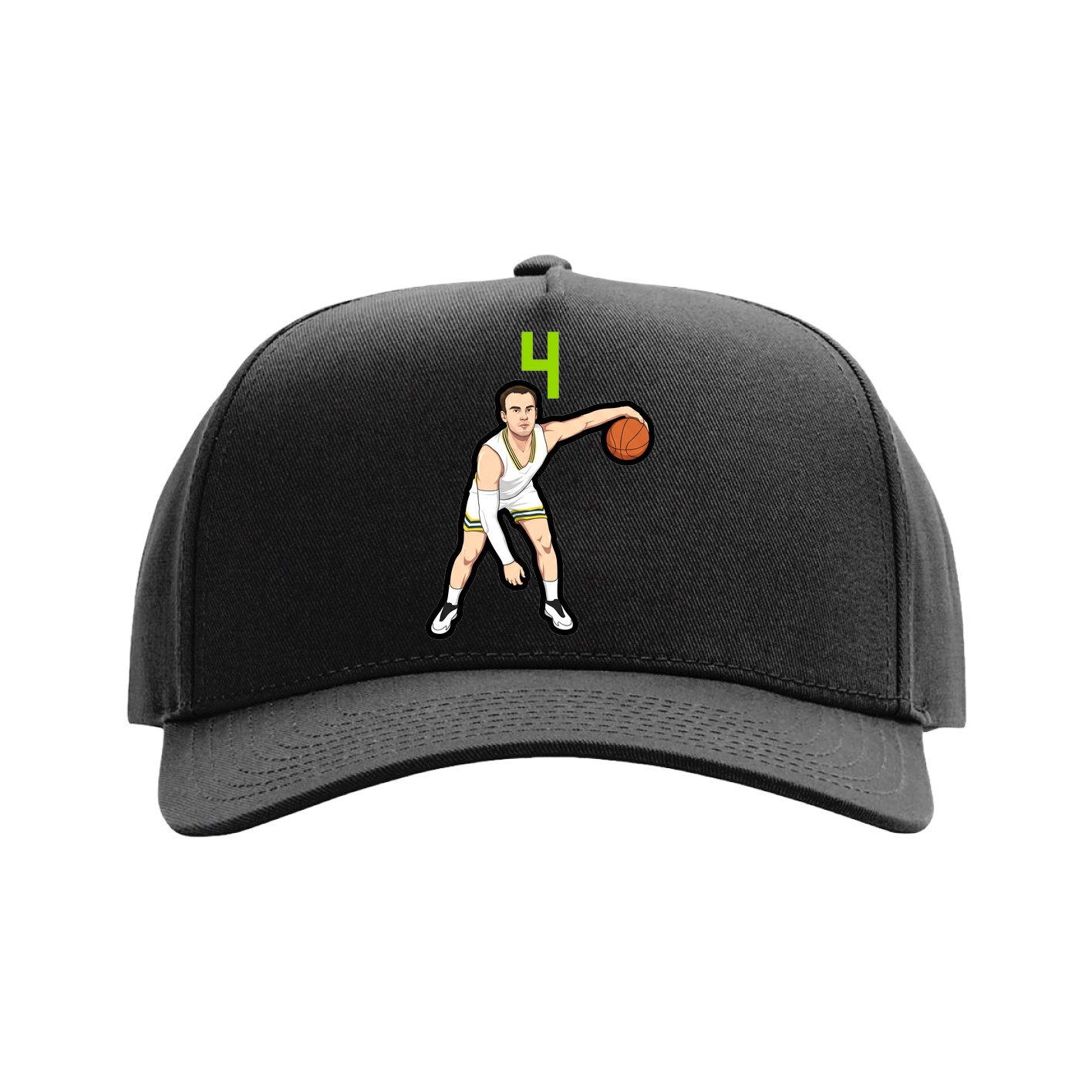 Full Fabric Five-Panel Champ Cap — Number Top in Black
