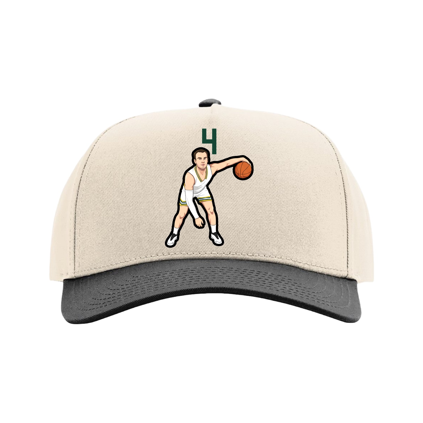 Full Fabric Five-Panel Champ Cap — Number Top in Cream/Black