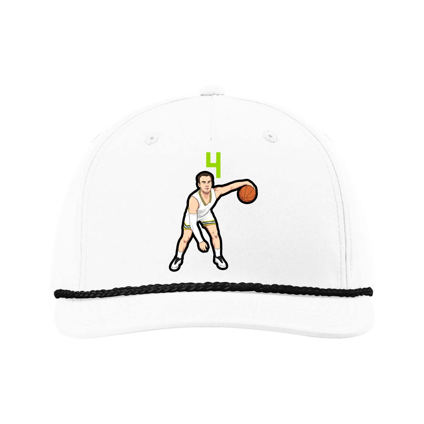 Five-Panel Classic Rope Cap — Number Top in White