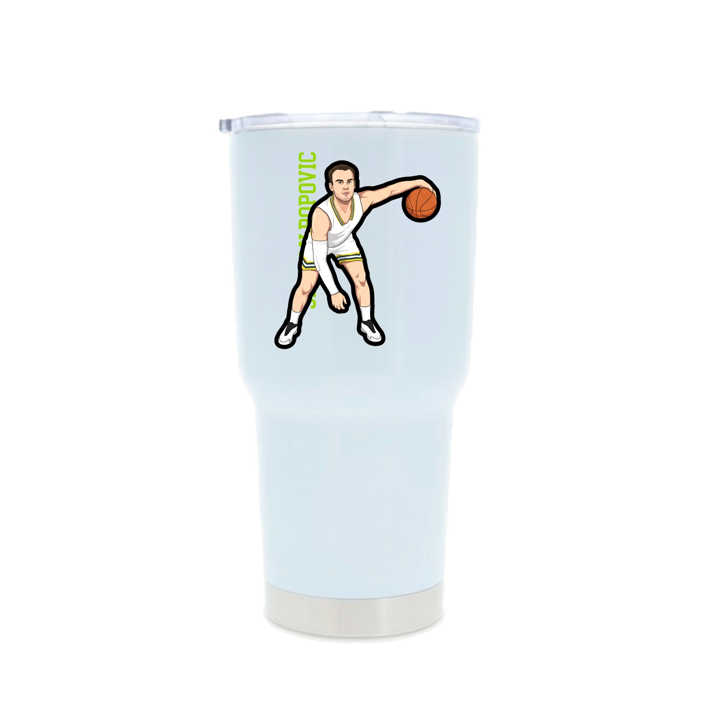 30oz Stainless Steel Tumbler — Name Vertical in White