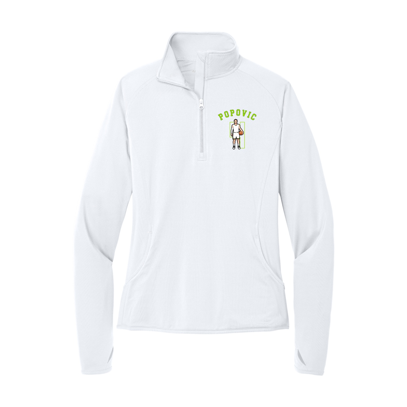 Women's Q-Zip Pullover — Shirsey Arch in White