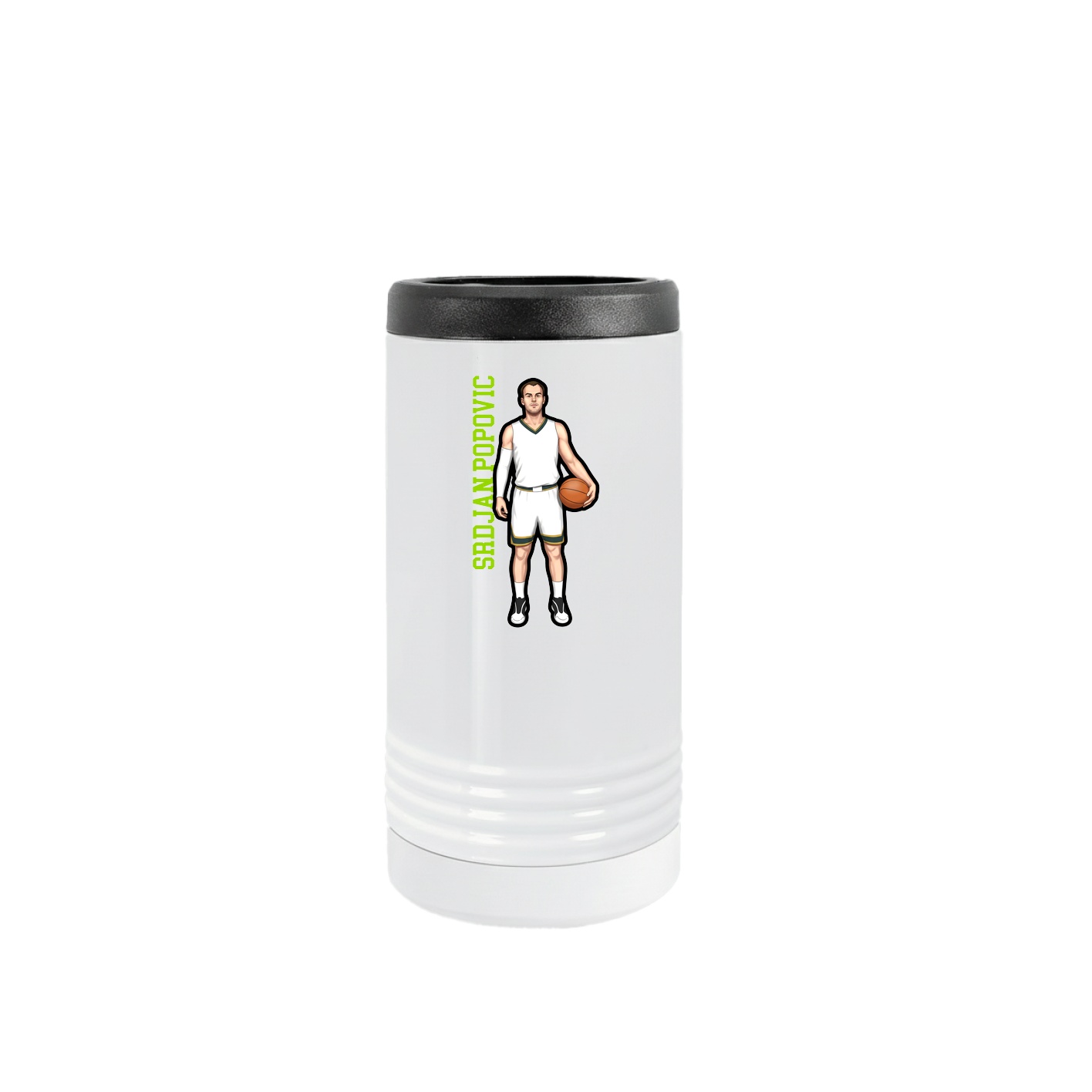 Slim Beverage Holder — Name Vertical in White