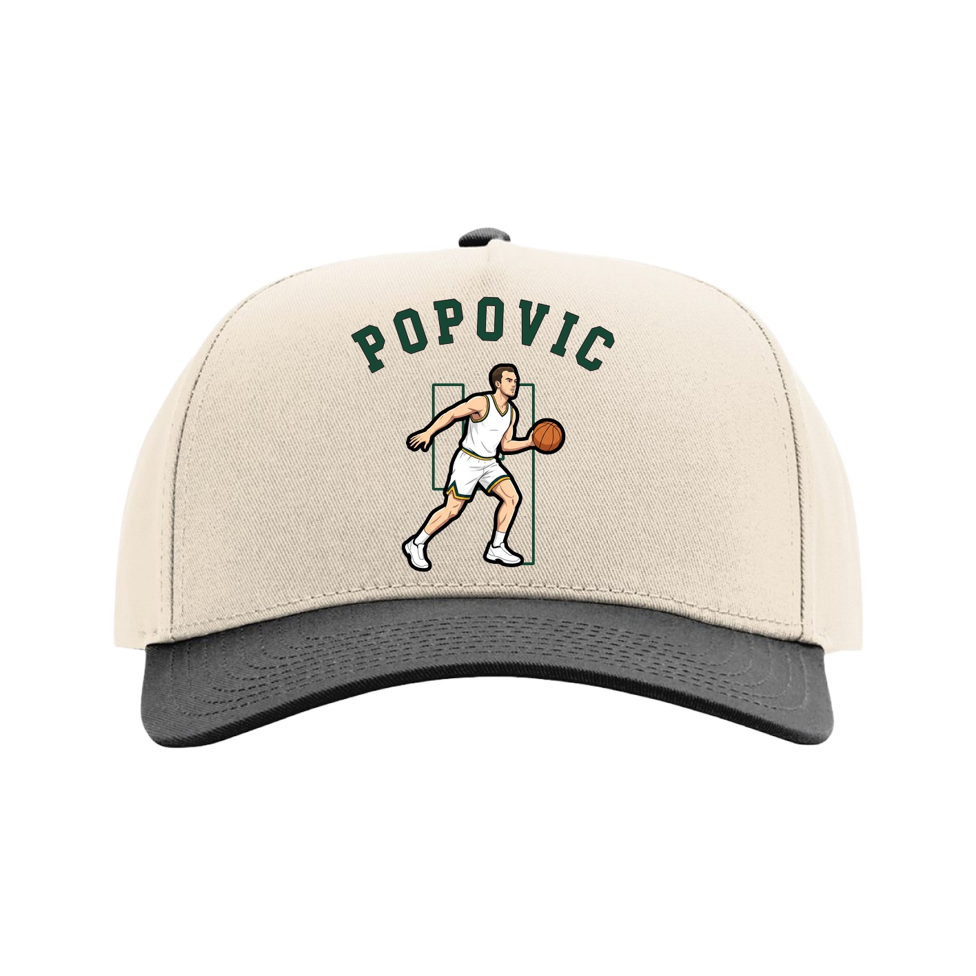 Full Fabric Five-Panel Champ Cap — Shirsey Arch in Cream/Black
