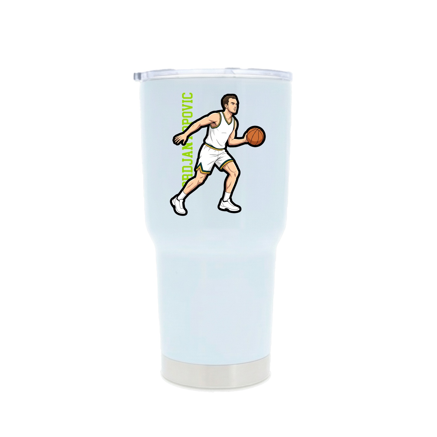 30oz Stainless Steel Tumbler — Name Vertical in White