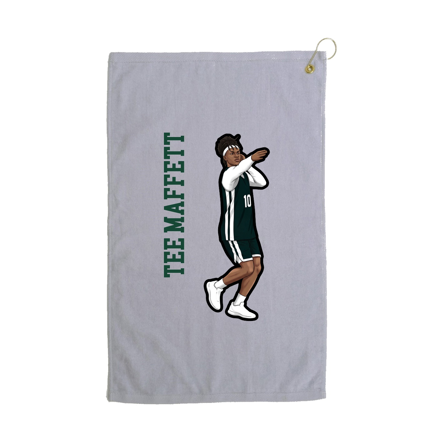 Golf Towel — Name Vertical in Grey