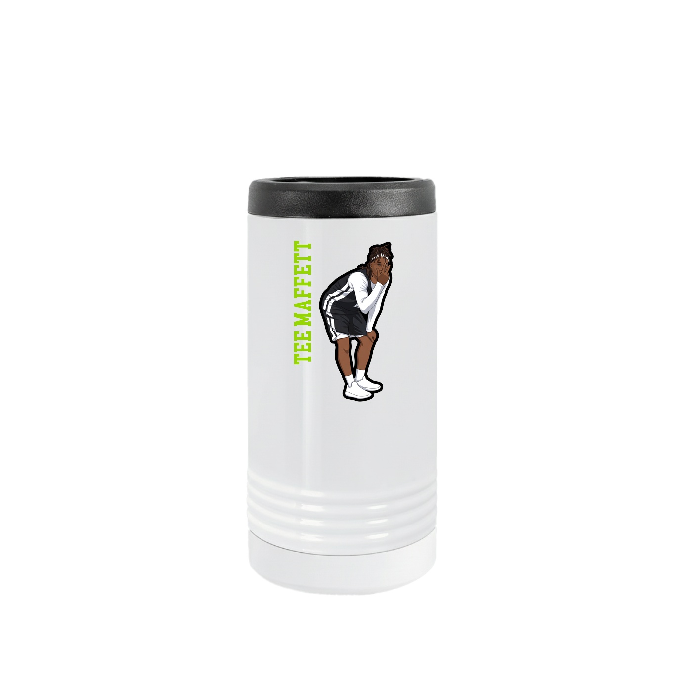 Slim Beverage Holder — Name Vertical in White