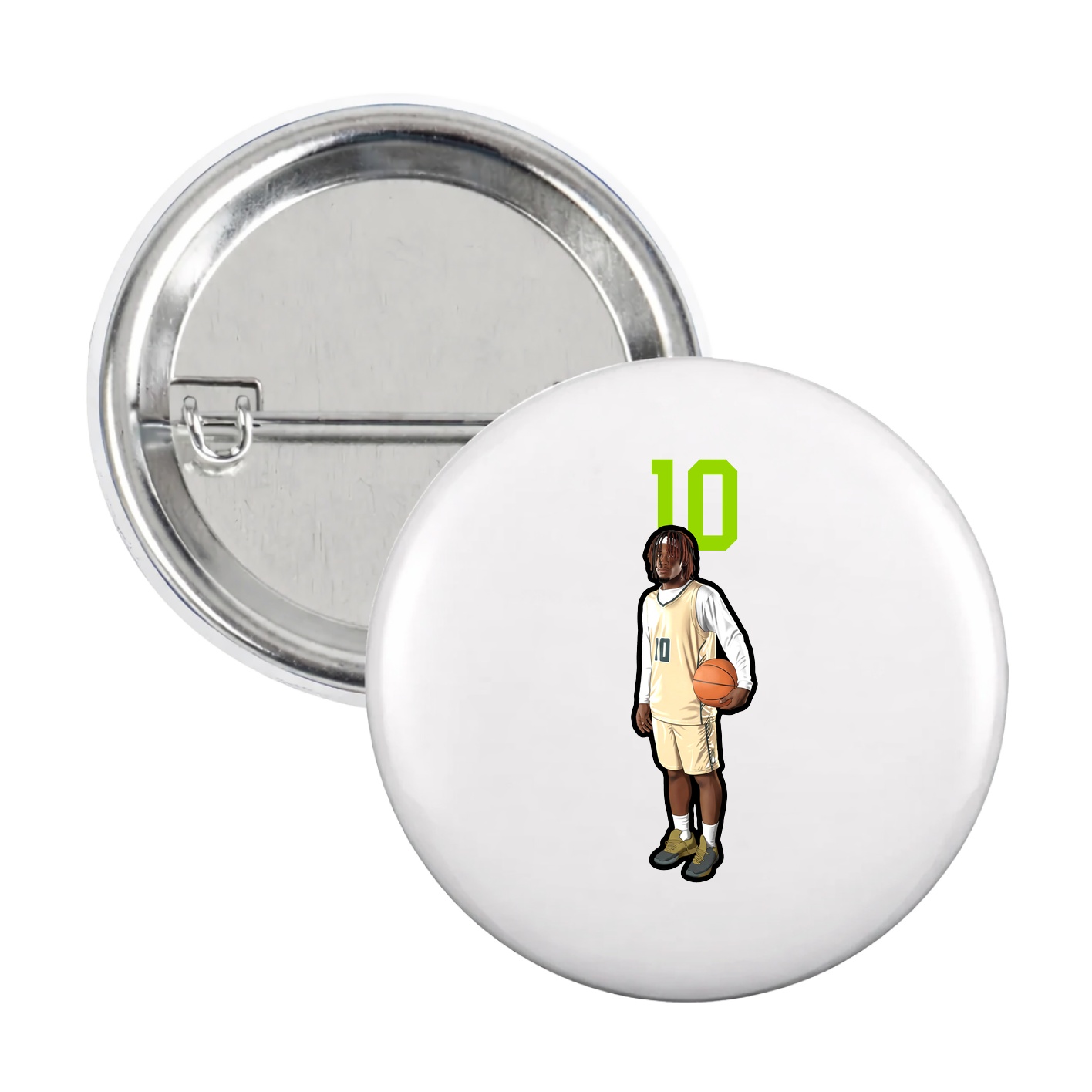 Game Day Button — Number Top in White