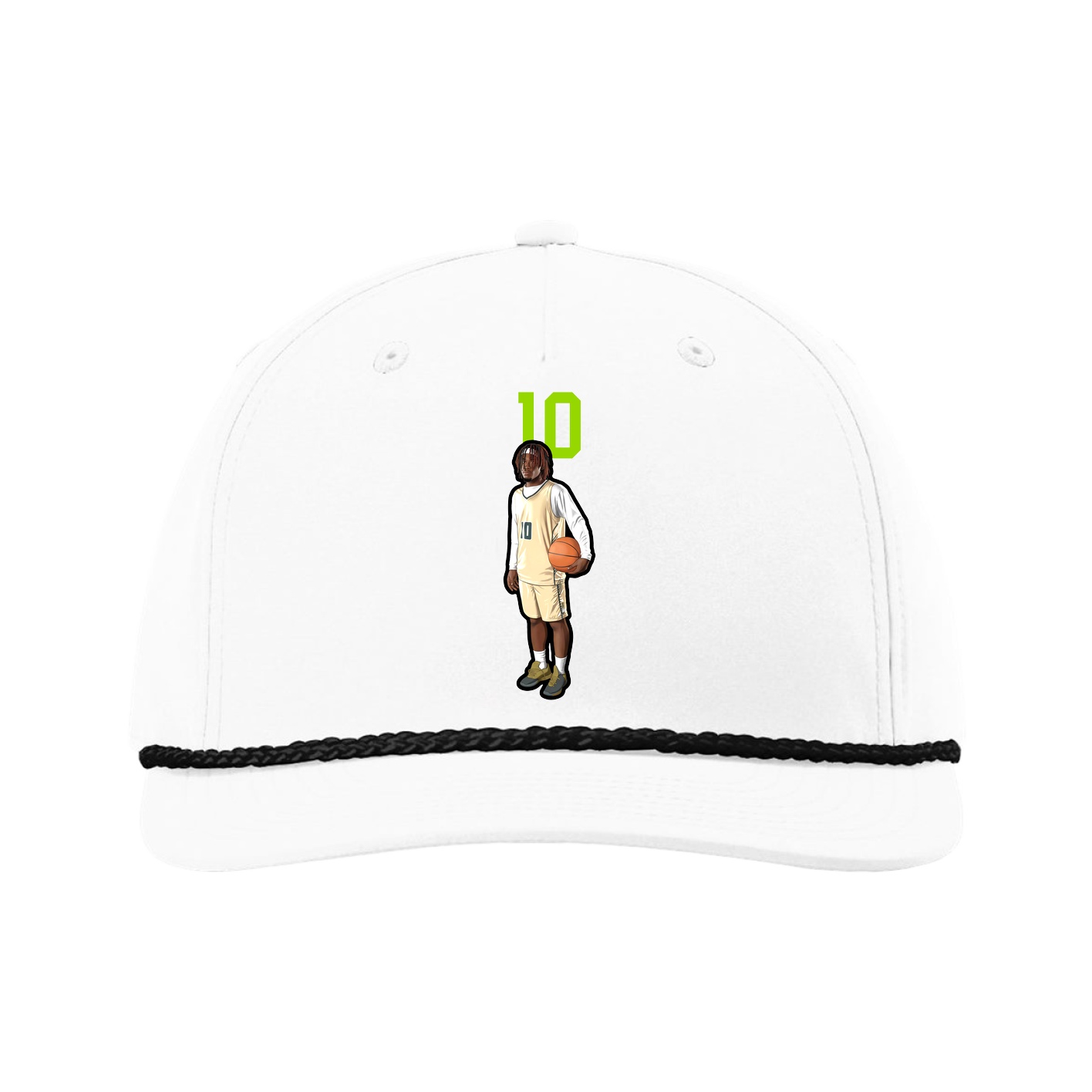 Five-Panel Classic Rope Cap — Number Top in White