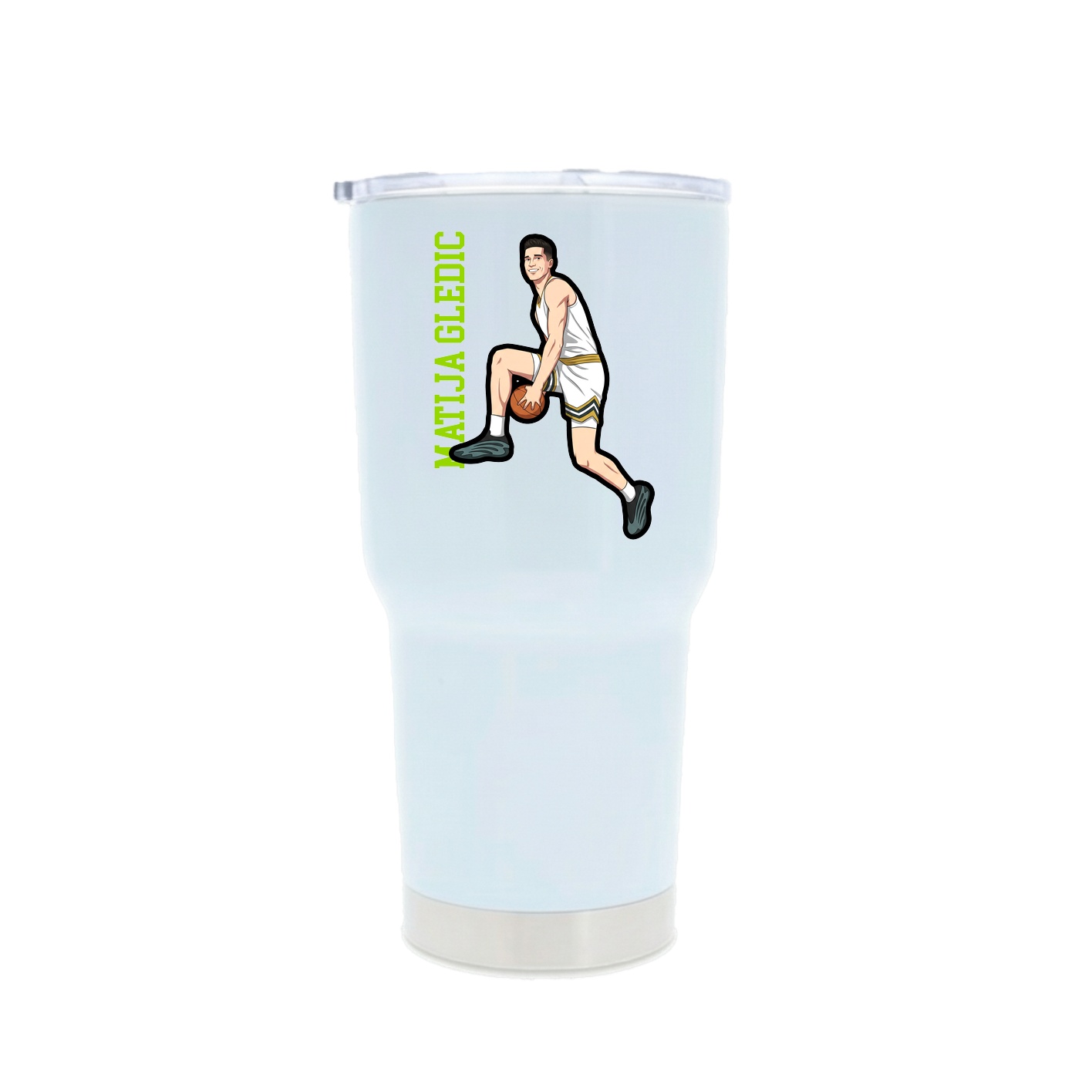 30oz Stainless Steel Tumbler — Name Vertical in White