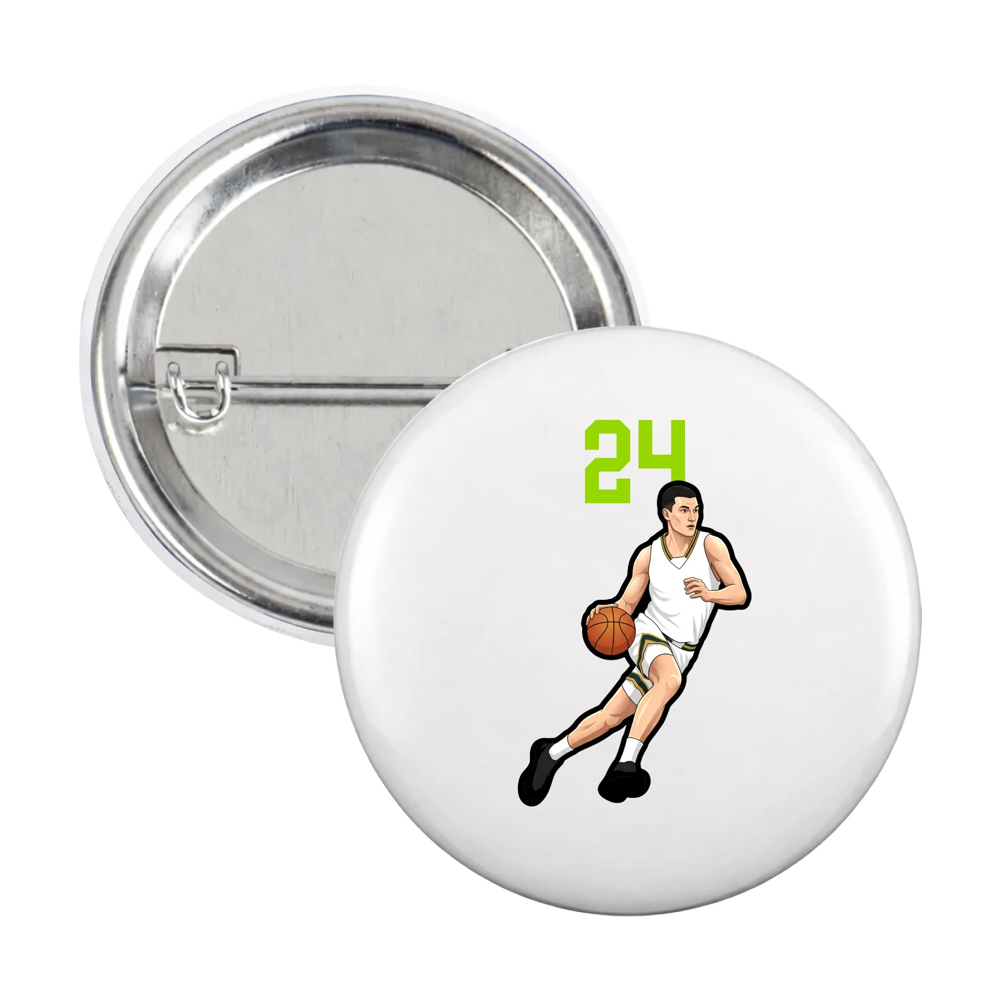 Game Day Button — Number Top in White