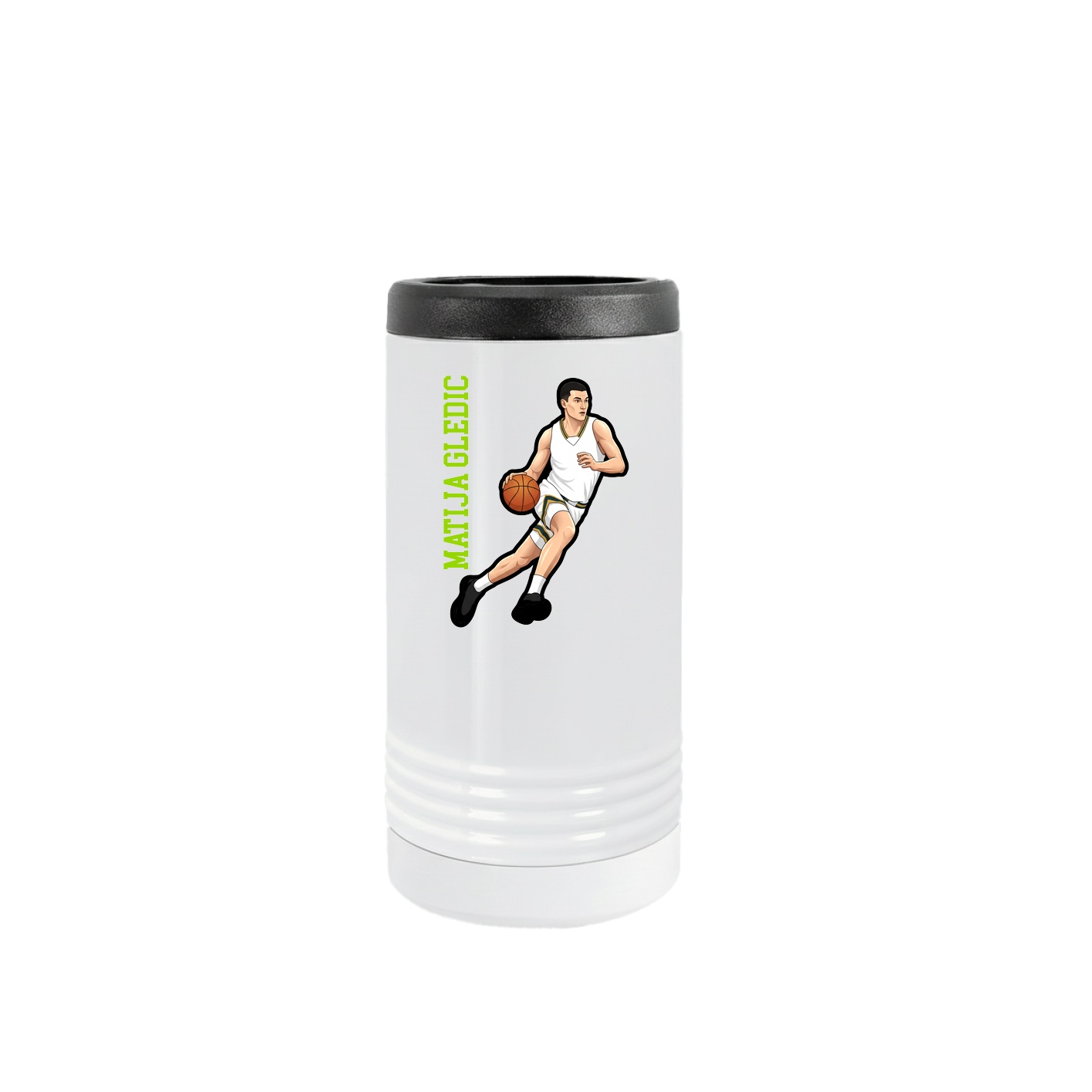 Slim Beverage Holder — Name Vertical in White