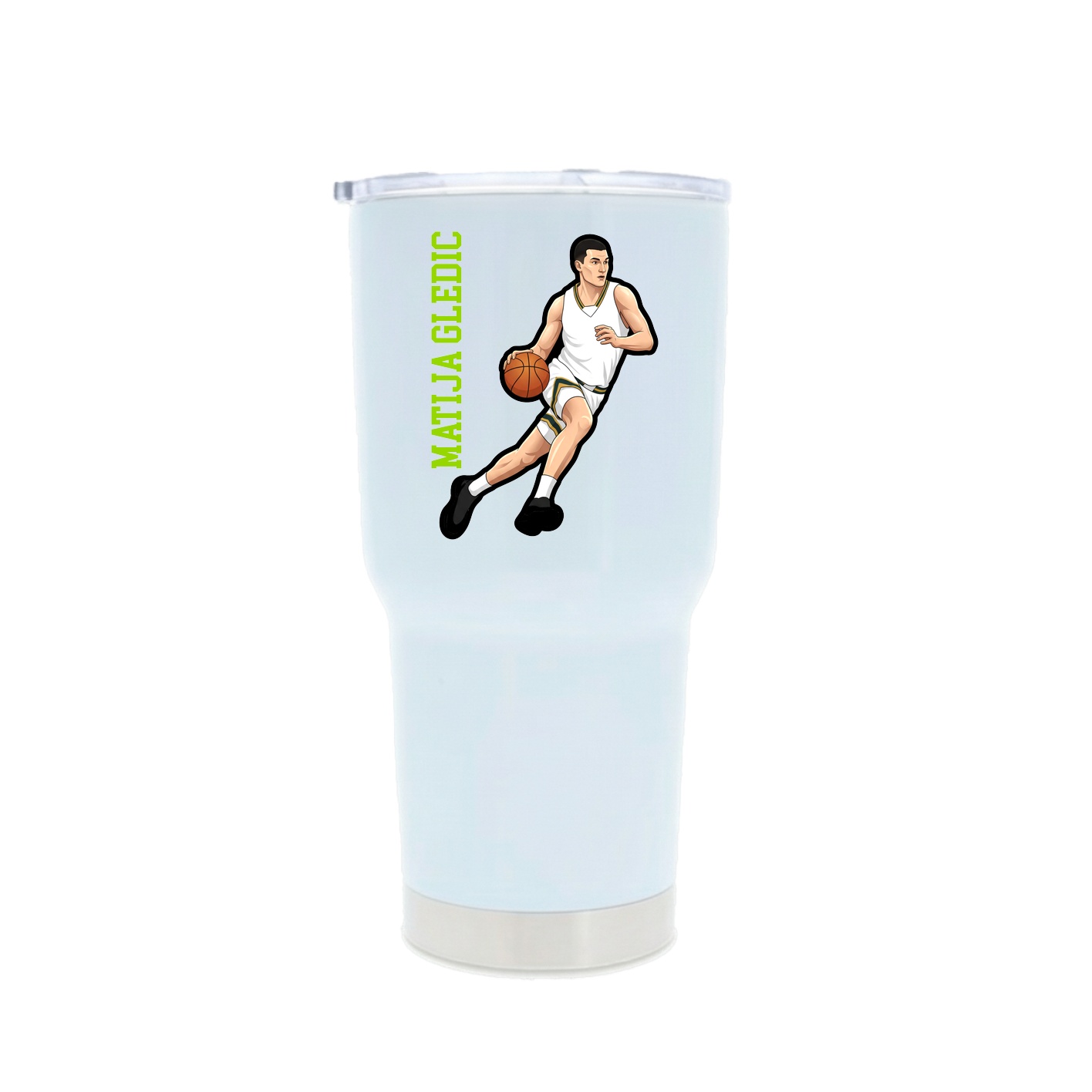 30oz Stainless Steel Tumbler — Name Vertical in White