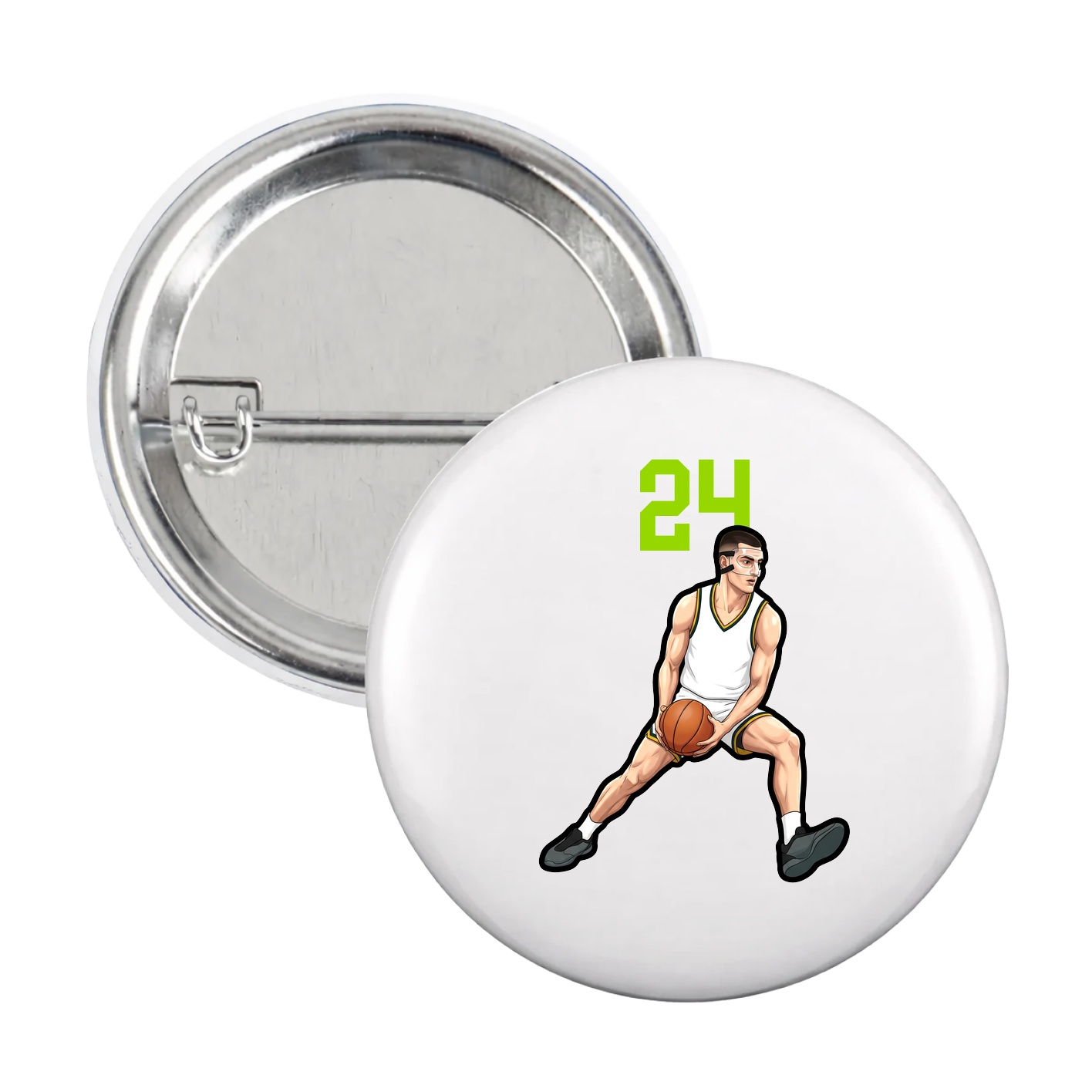Game Day Button — Number Top in White