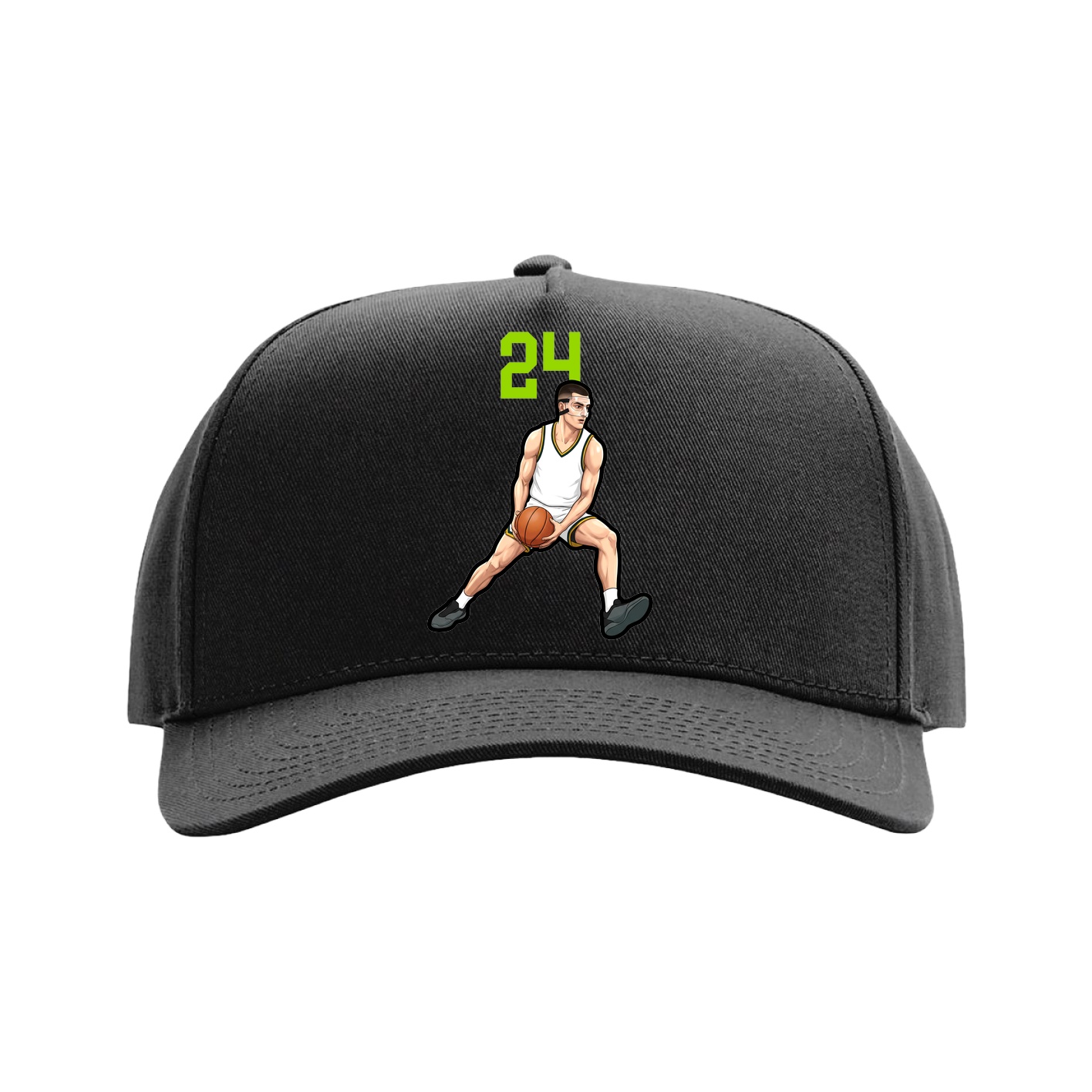 Full Fabric Five-Panel Champ Cap — Number Top in Black