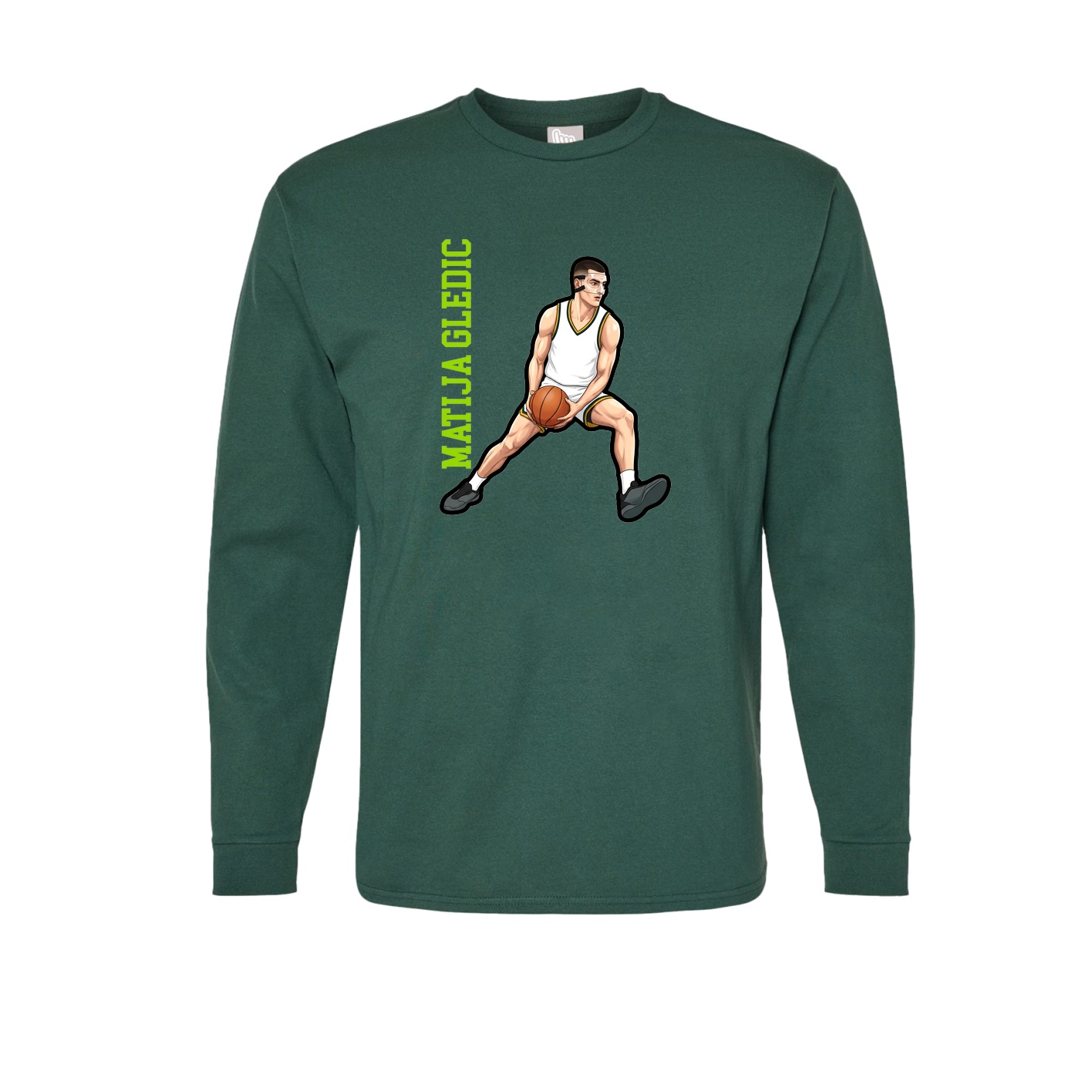 Long Sleeve Tee — Name Vertical in Green