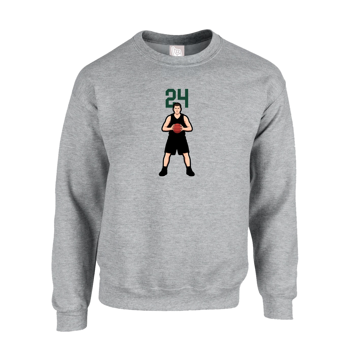 Fleece Crew — Number Top in Grey