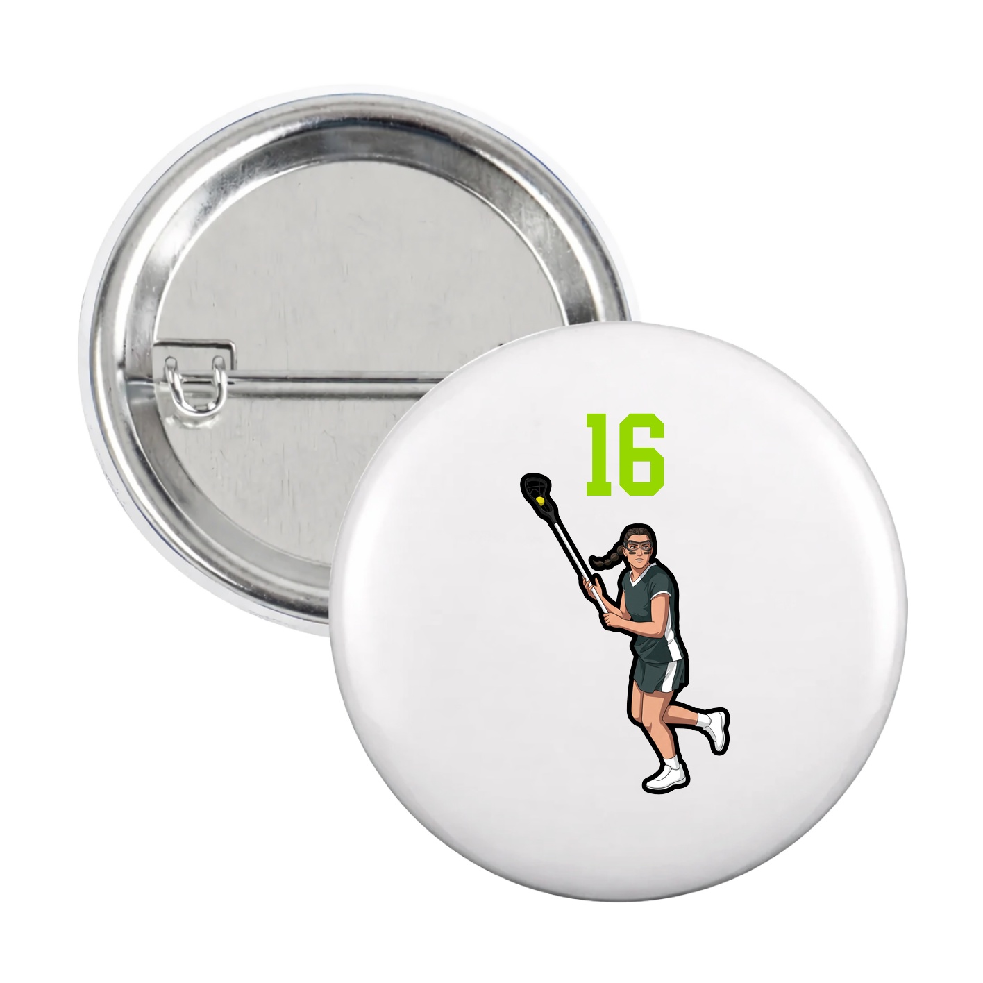 Game Day Button — Number Top in White