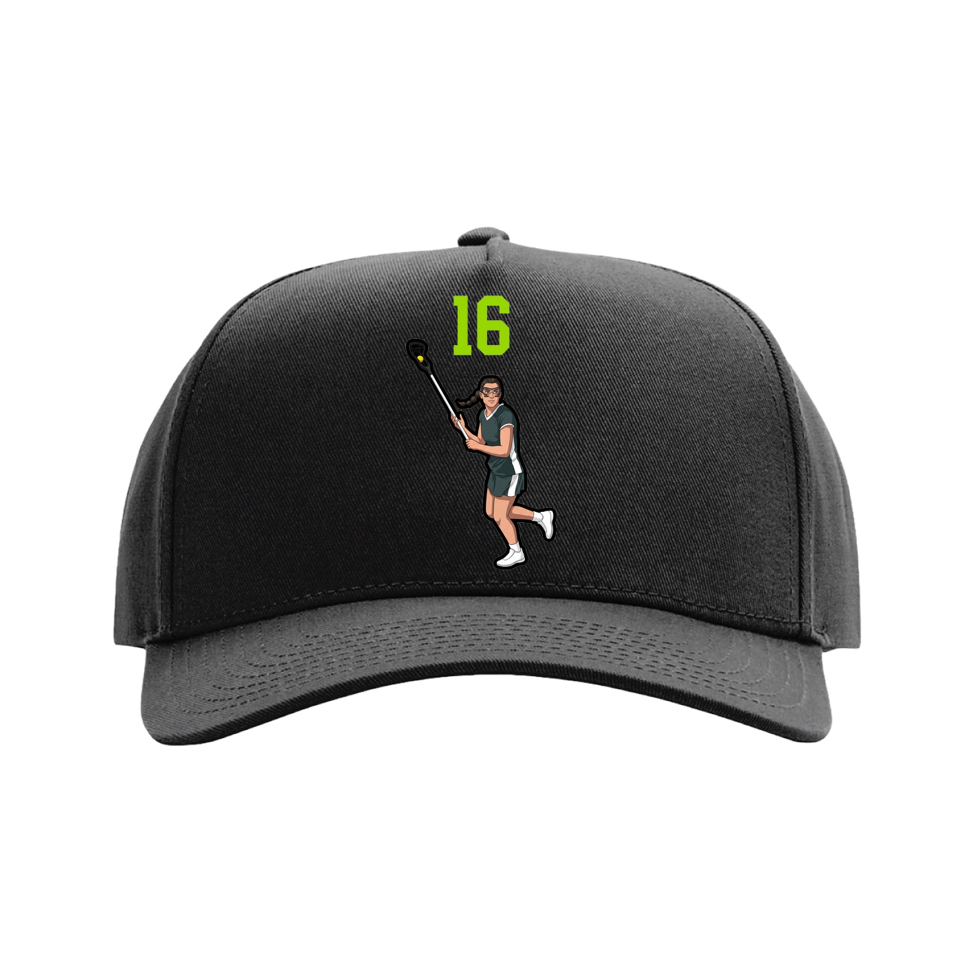 Full Fabric Five-Panel Champ Cap — Number Top in Black